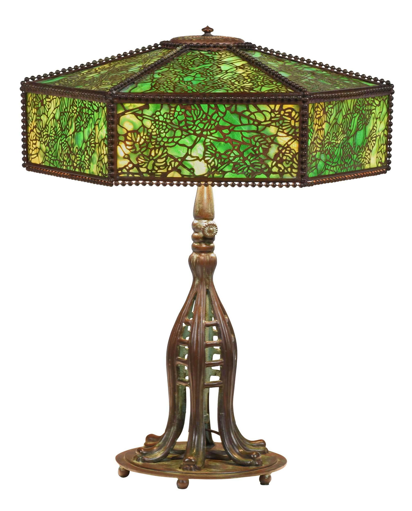 Tiffany Studios Lily Pad Slag Glass and Bronze Lamp (1 of 19)