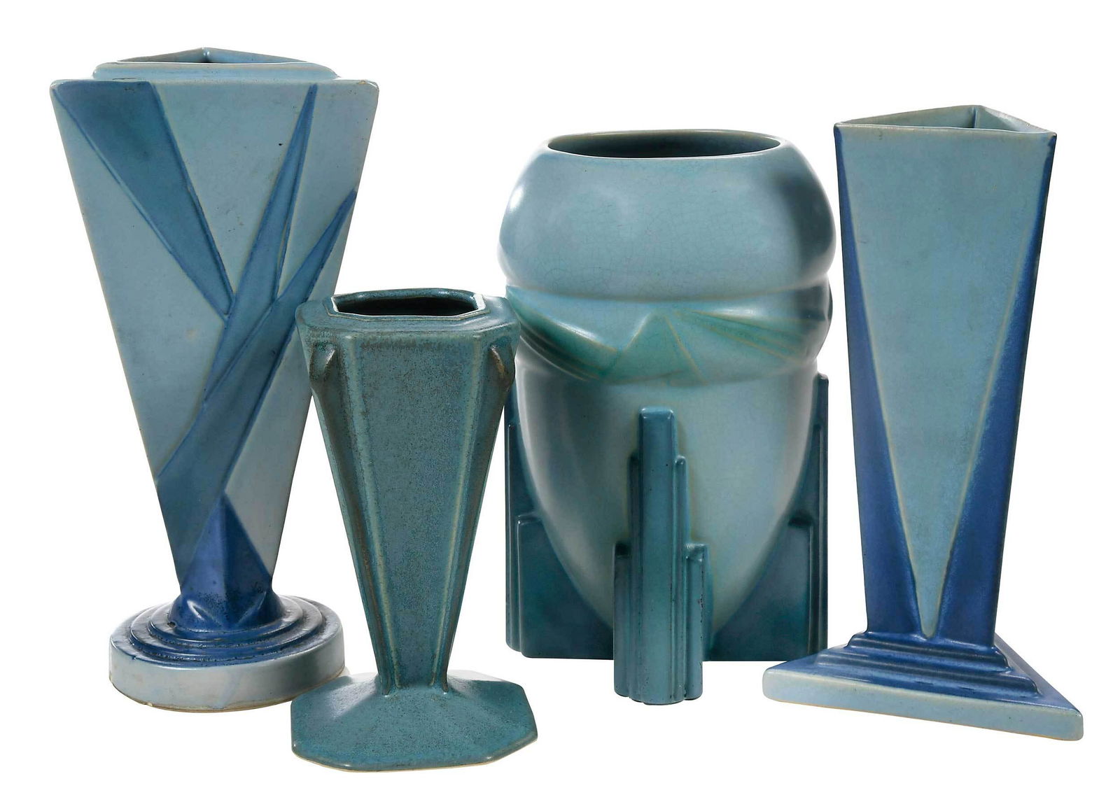 Four Roseville "Futura" Art Pottery Vases (1 of 9)