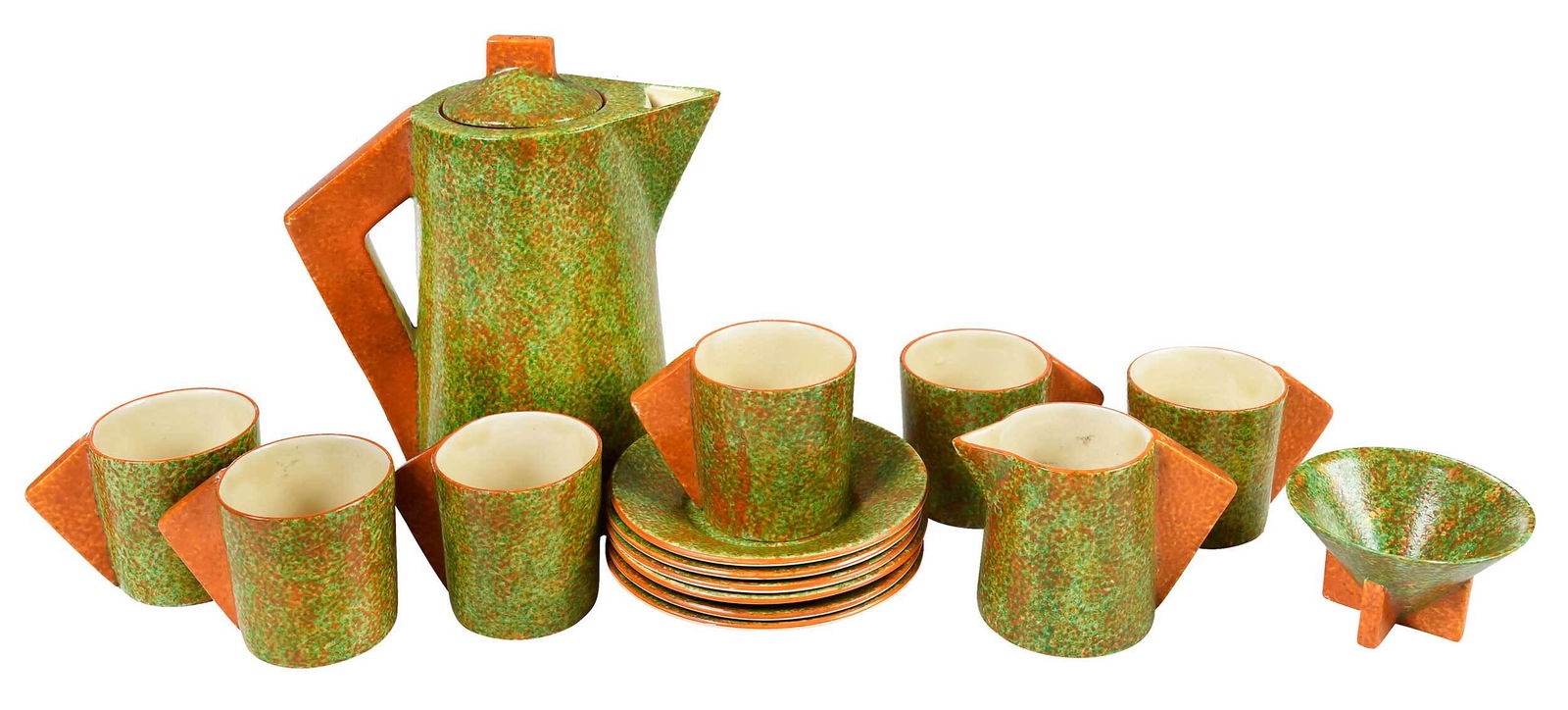 Clarice Cliff "Buttercup" Coffee Service for Six (1 of 10)