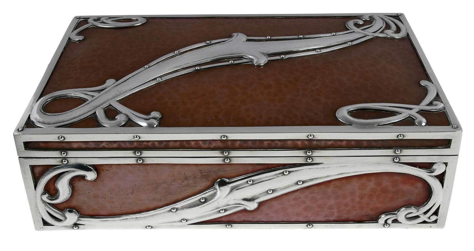 Art Nouveau Sterling and Copper Cigar Box/Humidor (1 of 7)