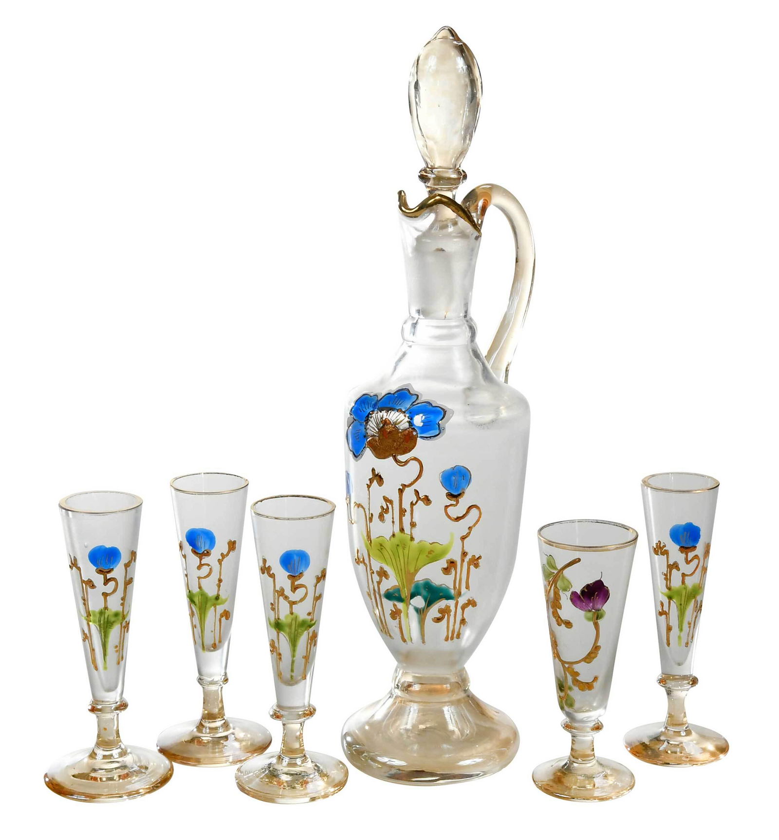Moser Enameled Glass Cordials Set (1 of 5)