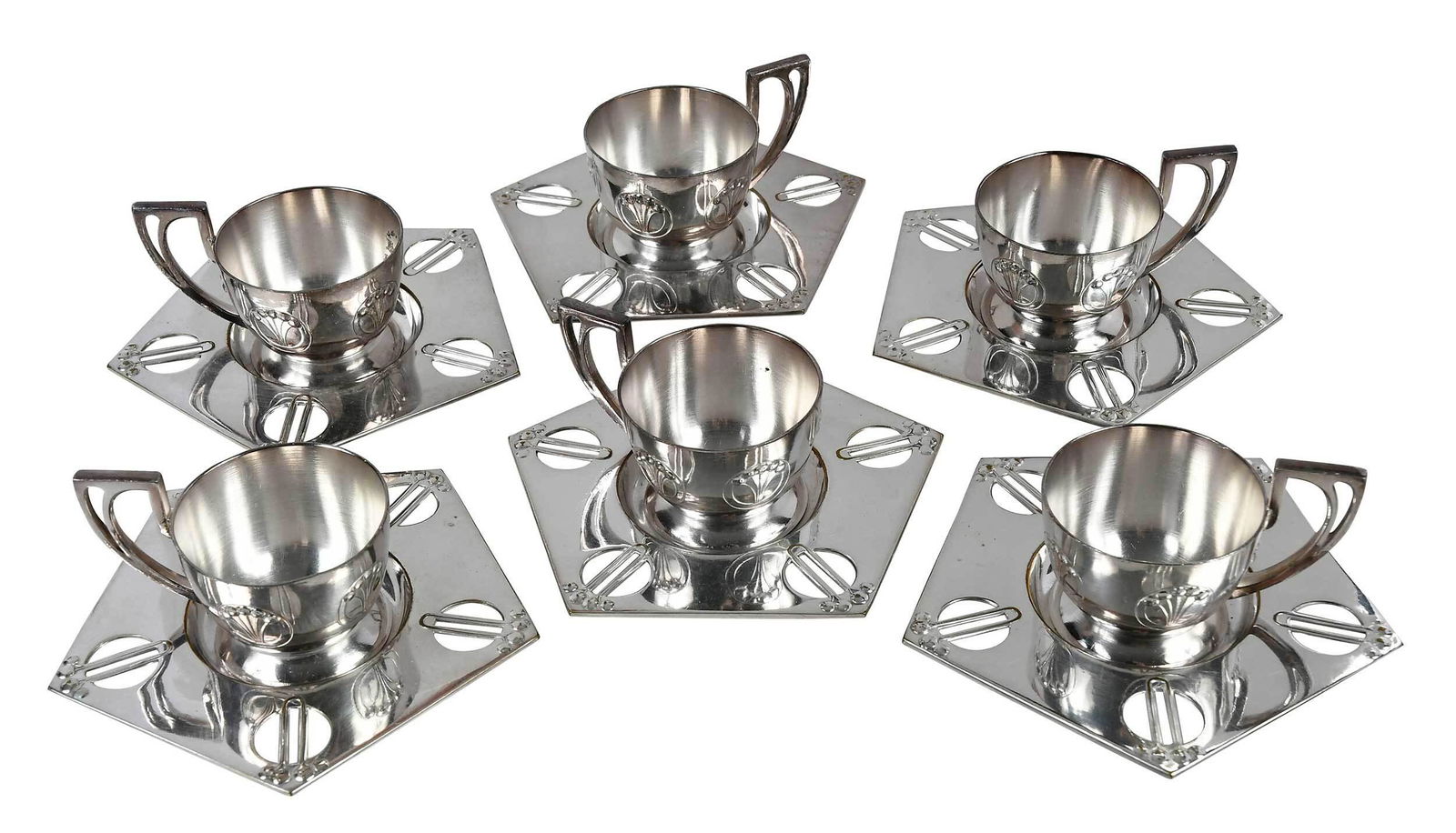 Set of Six WMF Silver Plated Cups and Saucers (1 of 8)