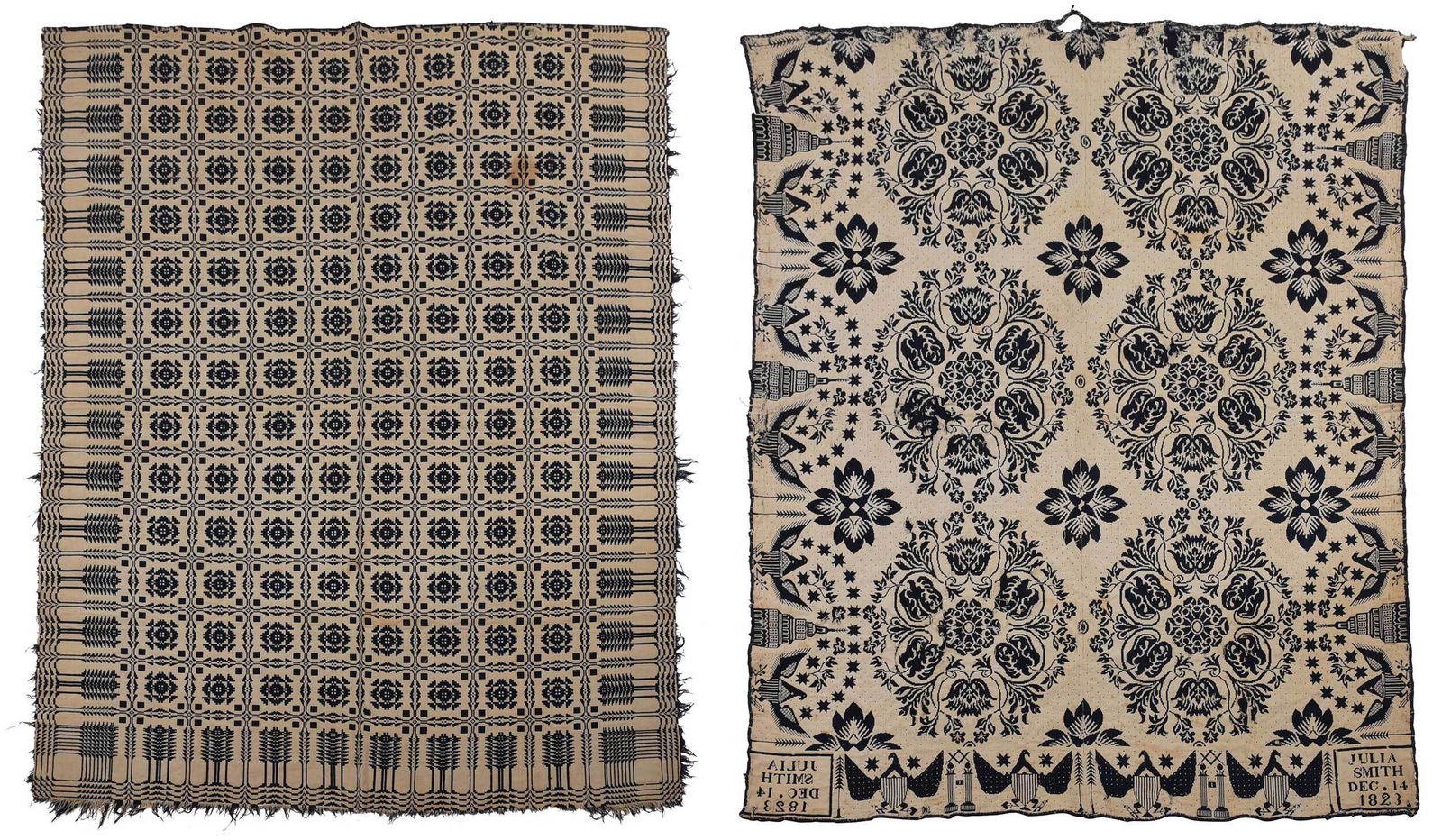 Two American Blue and White Coverlets (1 of 10)