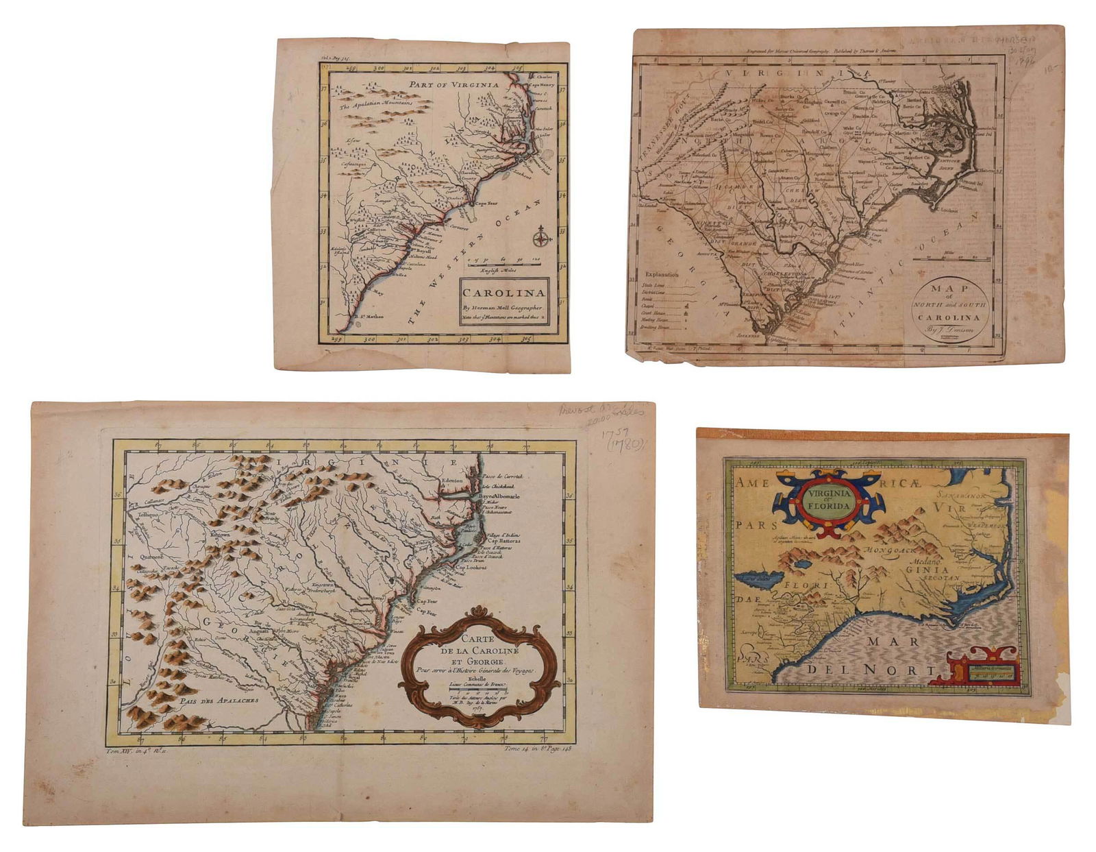 Four 17th and 18th Century Maps of the Southeast (1 of 12)