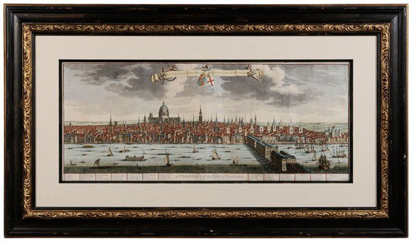 19th Century Engraving of London: "A Prospect of the City of London" by John Kip, published by John Smith, London, circa 1820, large-scale panoramic view with additional title [La Ville de Londres. Prospectus Londinensis] in cartouche