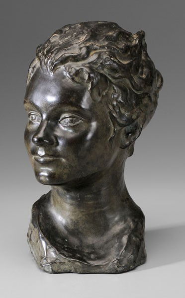 Victor Rousseau: (Belgian, 1865-1954), Portrait Bust of Marie-Louise Fester (VerHagen), signed at base "Victor Rousseau", patinated bronze, 12-1/8 in., abrasions, paint accretion Provenance: Estate of the Late Marie-L