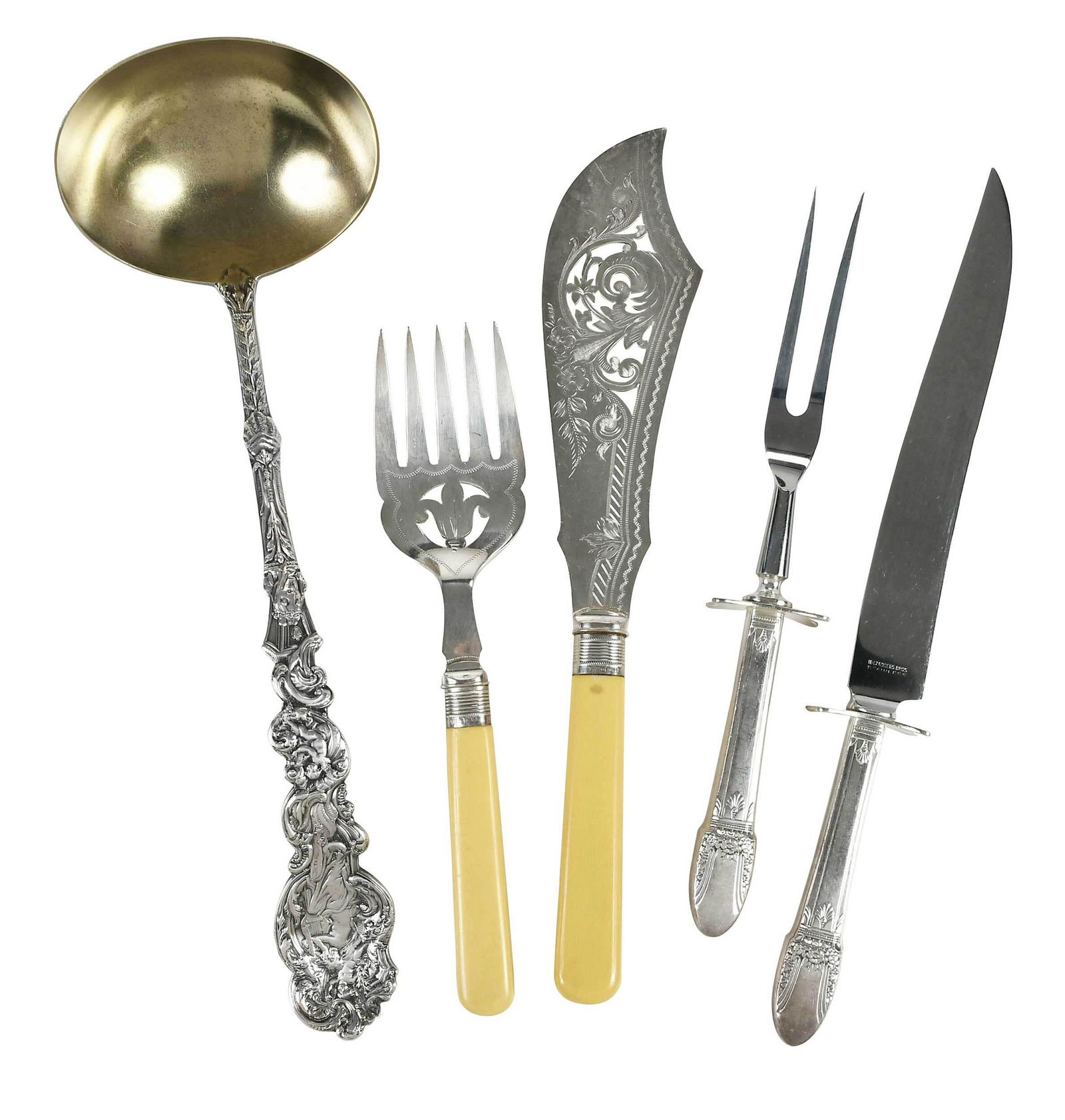 Five Pieces Assorted Silver Serving Pieces (1 of 6)