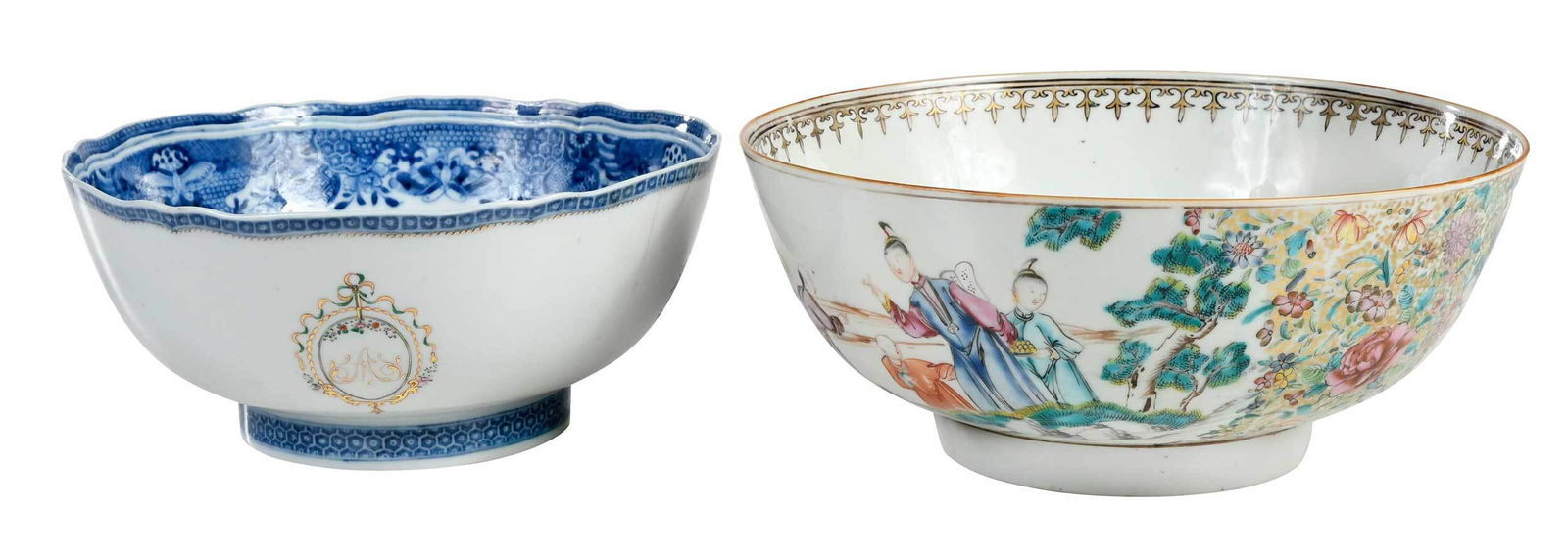 Two Chinese Export Porcelain Punch Bowls (1 of 10)