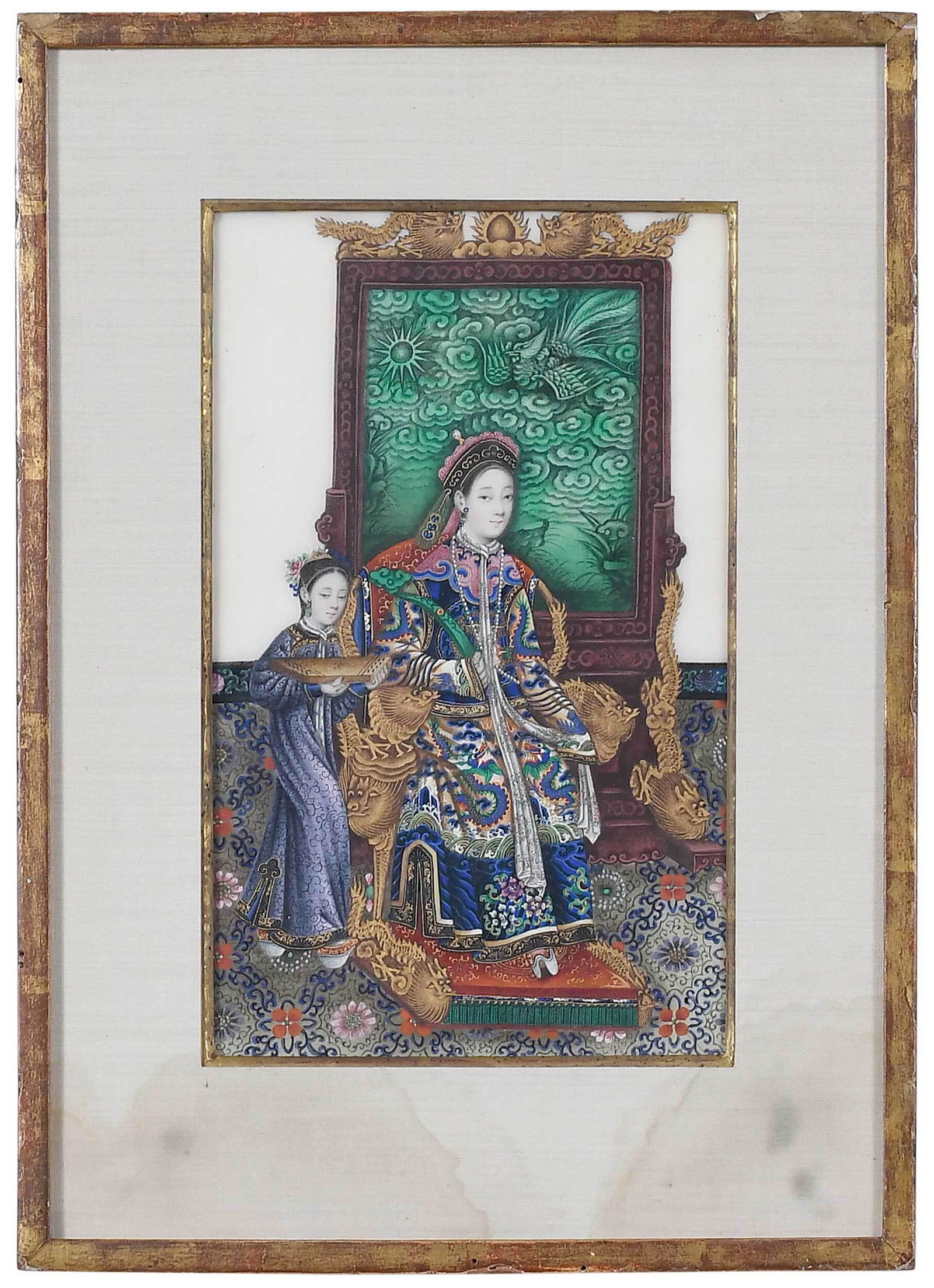 Framed Chinese Pith Painting of Imperial Lady (1 of 5)