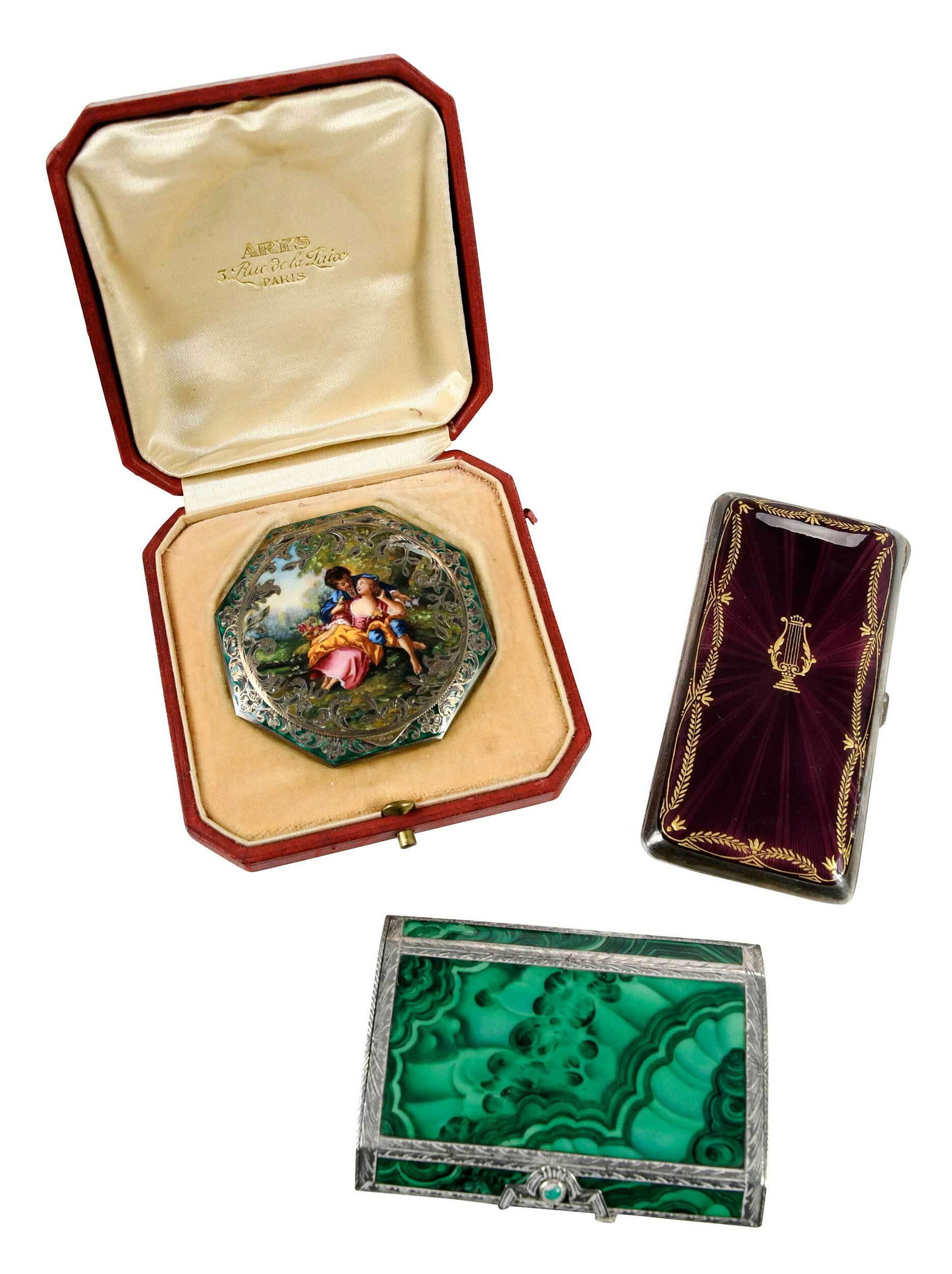 Three Silver Gilt and Enameled Boxes (1 of 8)