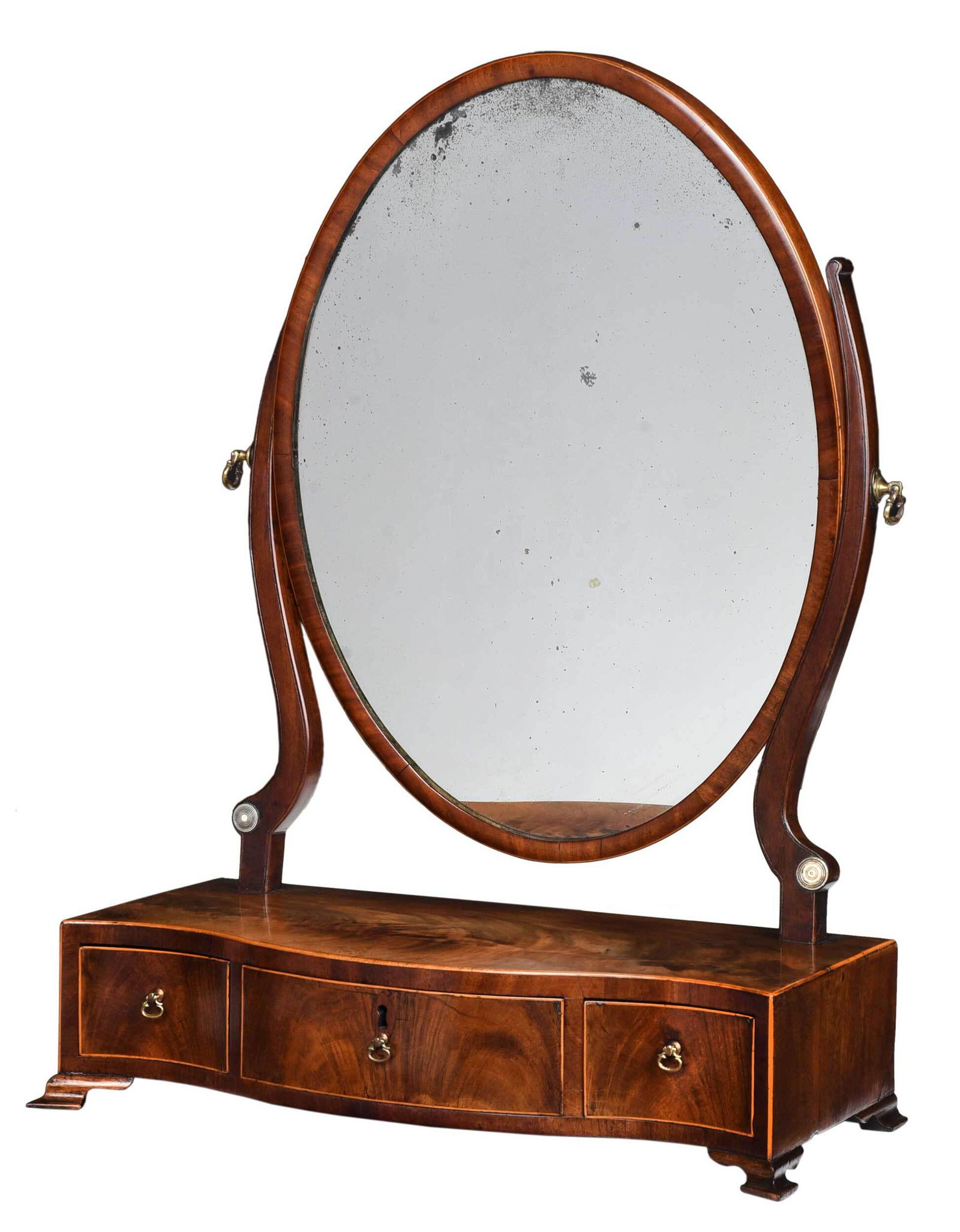 George III Inlaid Figured Mahogany Shaving Mirror (1 of 8)
