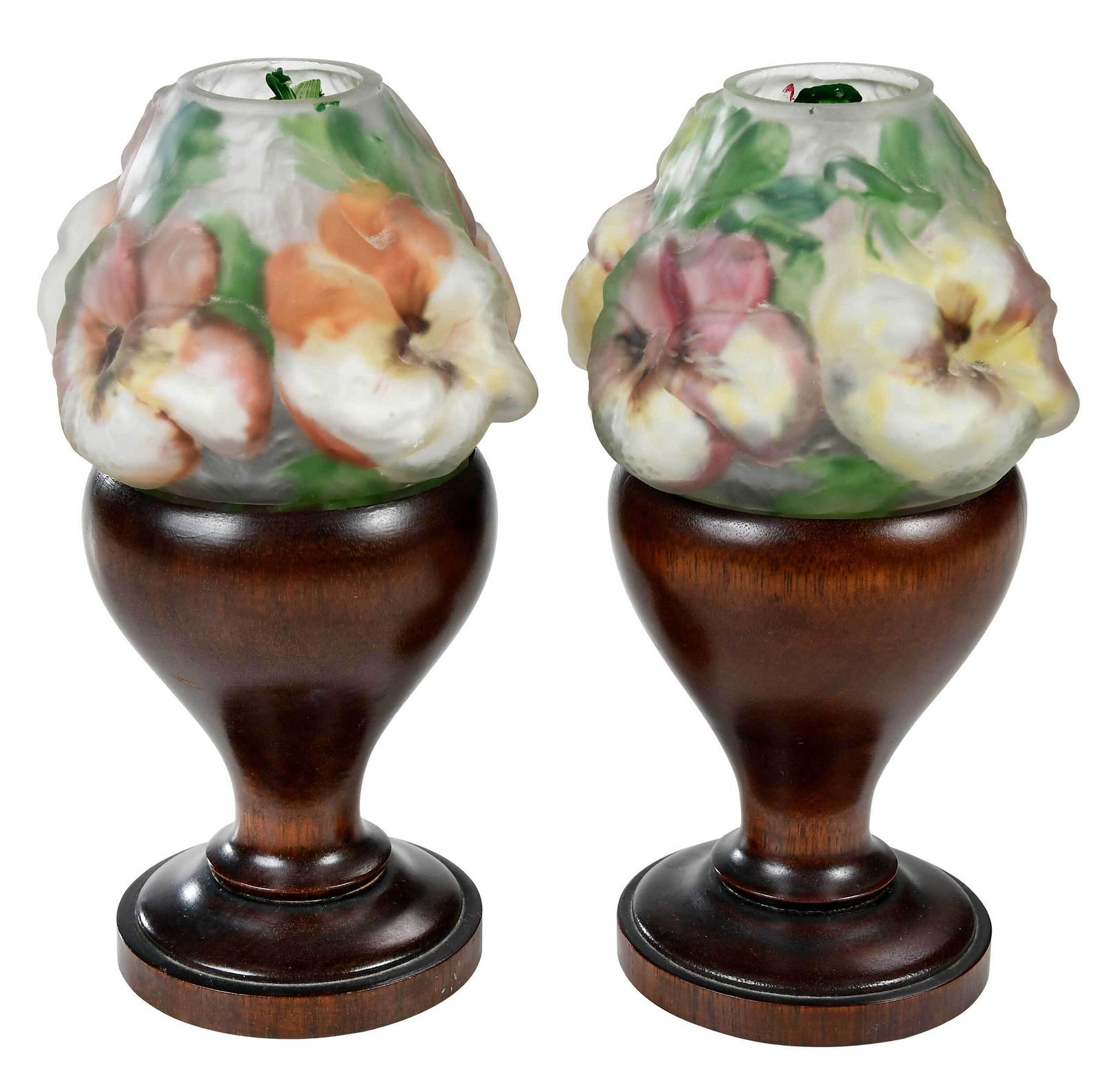 Pair of Pairpoint Hand Painted Glass Puffy Lamps (1 of 7)