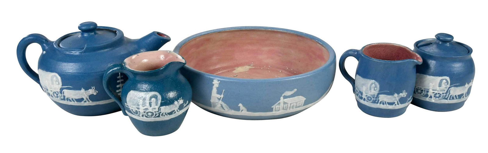 Five Pieces of Pisgah Forest Cameo Pottery (1 of 11)