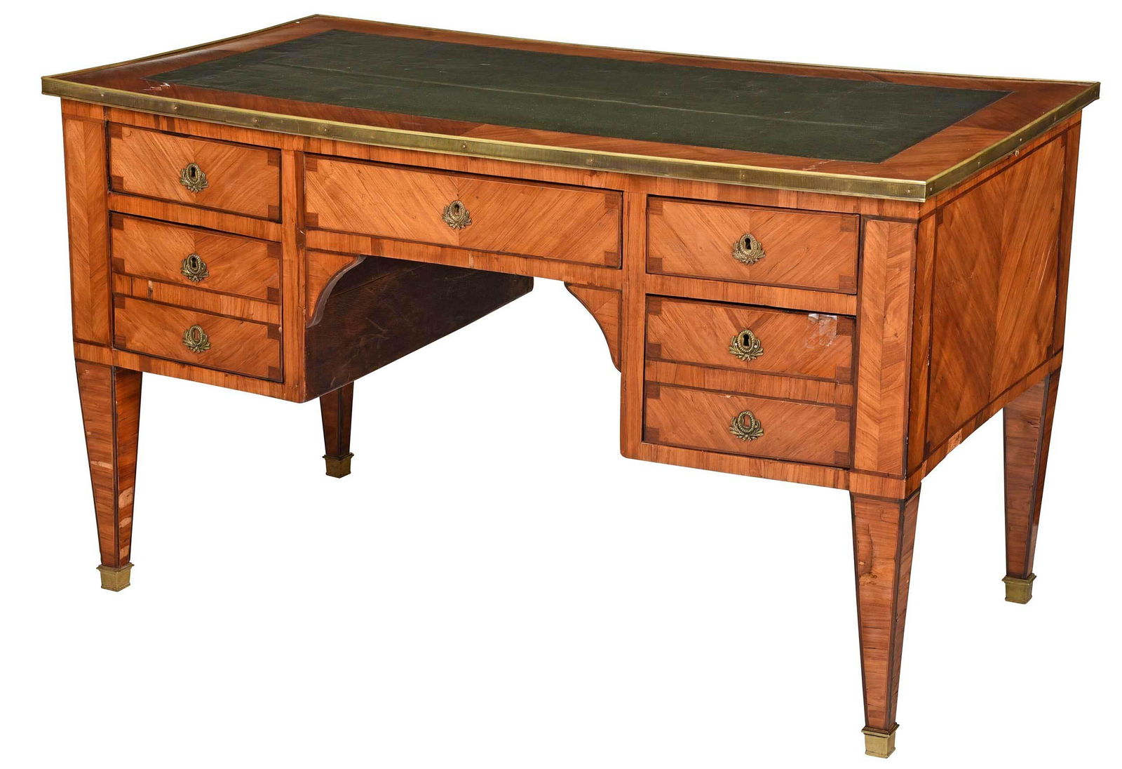 Continental Neoclassical Parquetry Veneered Bureau Plat (1 of 10)