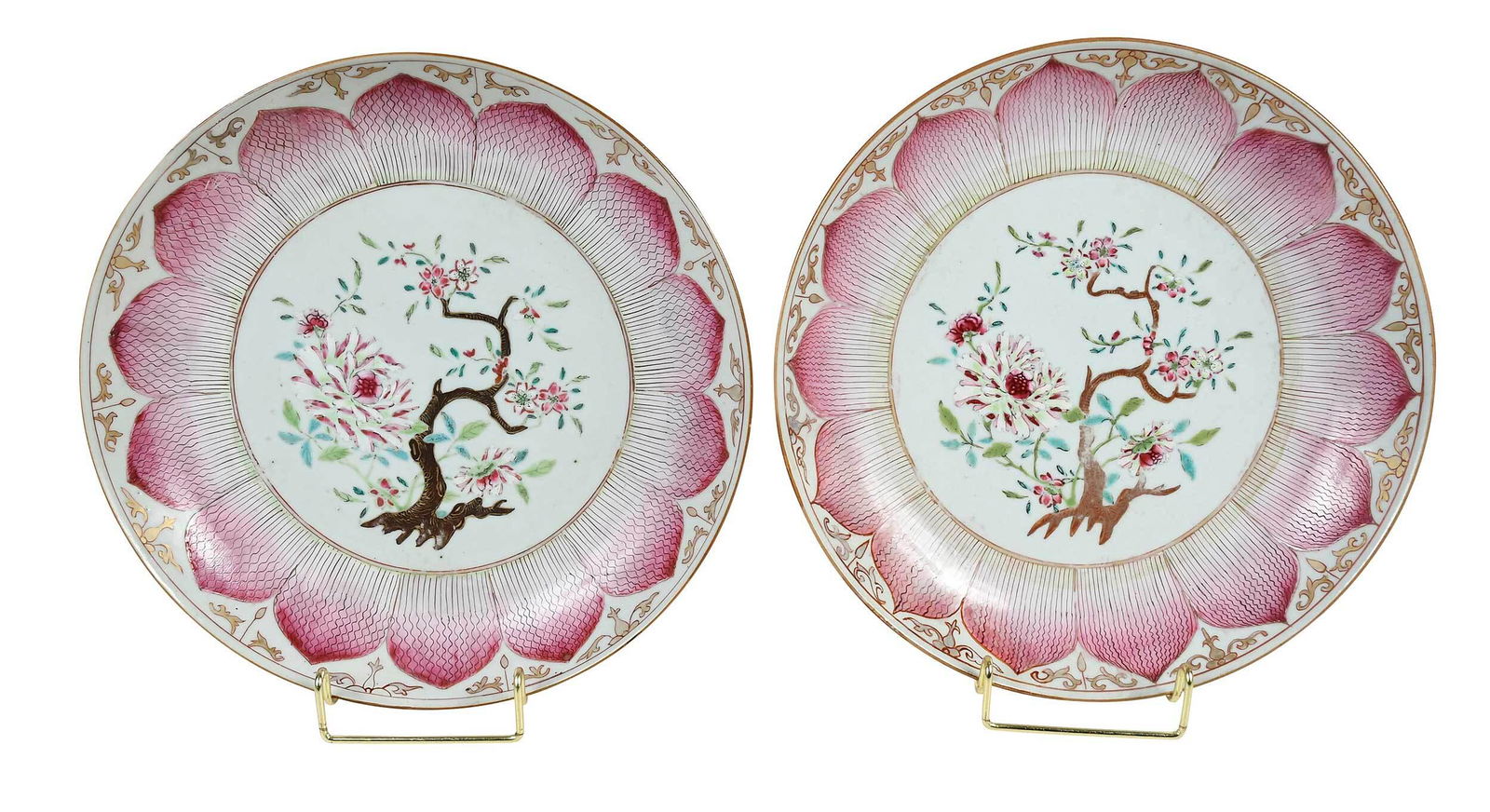 Pair of Chinese Export Lotus Plates (1 of 6)