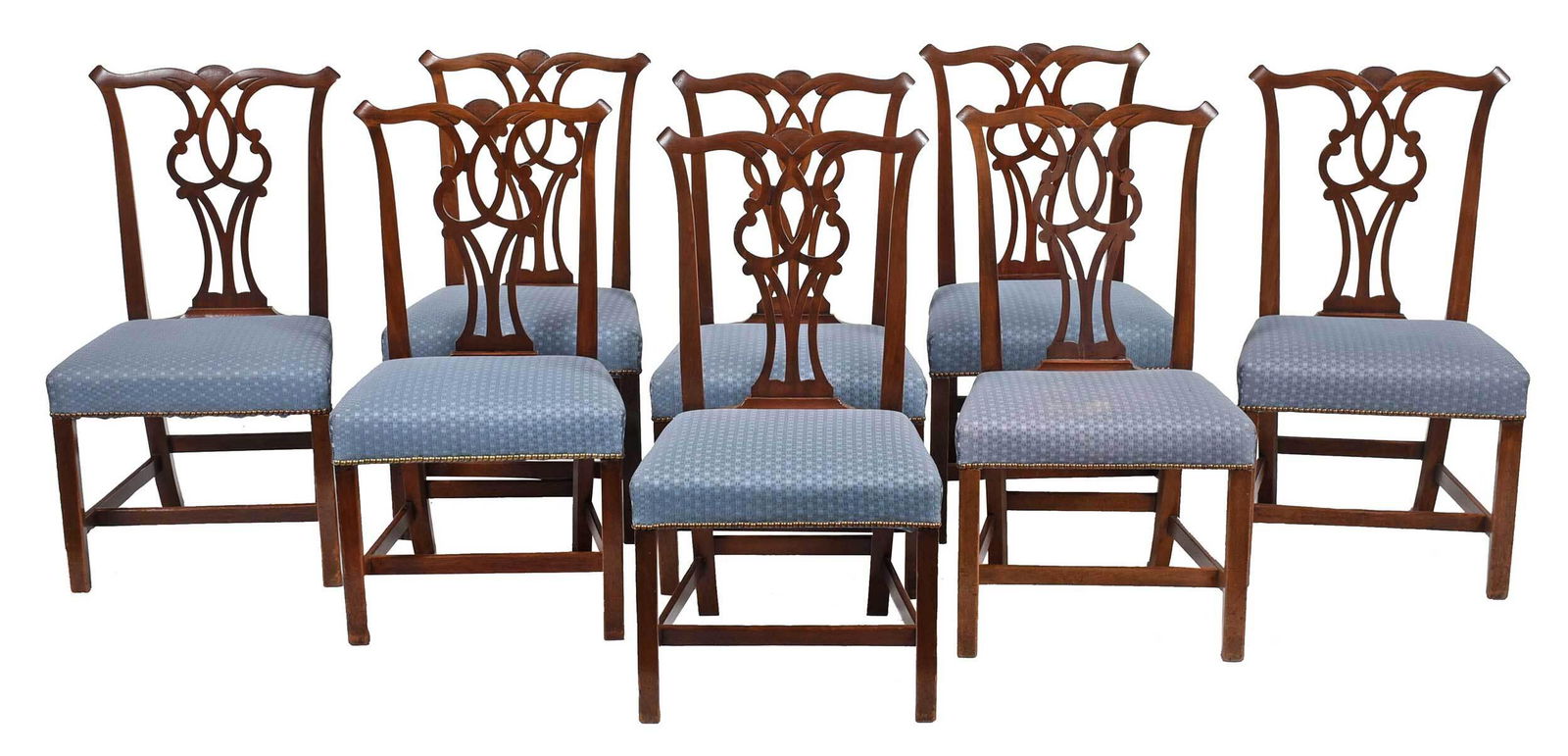Set of Eight Chippendale Mahogany Dining Chairs (1 of 16)