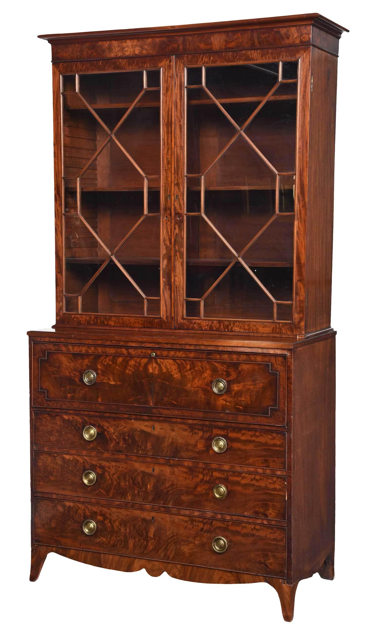 George III Finely Figured Mahogany Secretary Bookcase (1 of 12)