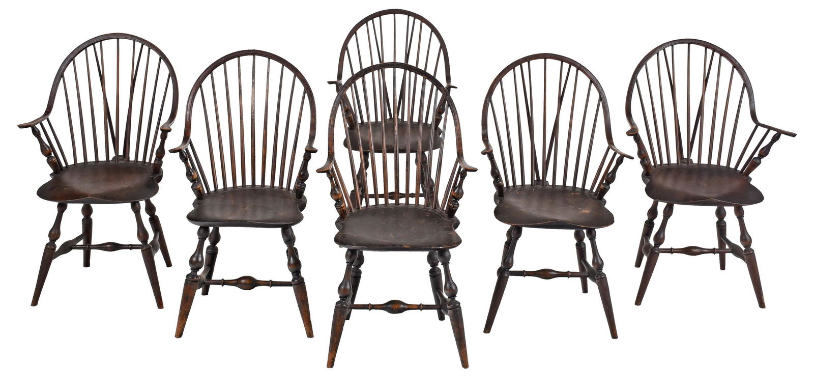 Assembled Set Six Wheel Back Windsor Side Chairs (1 of 12)