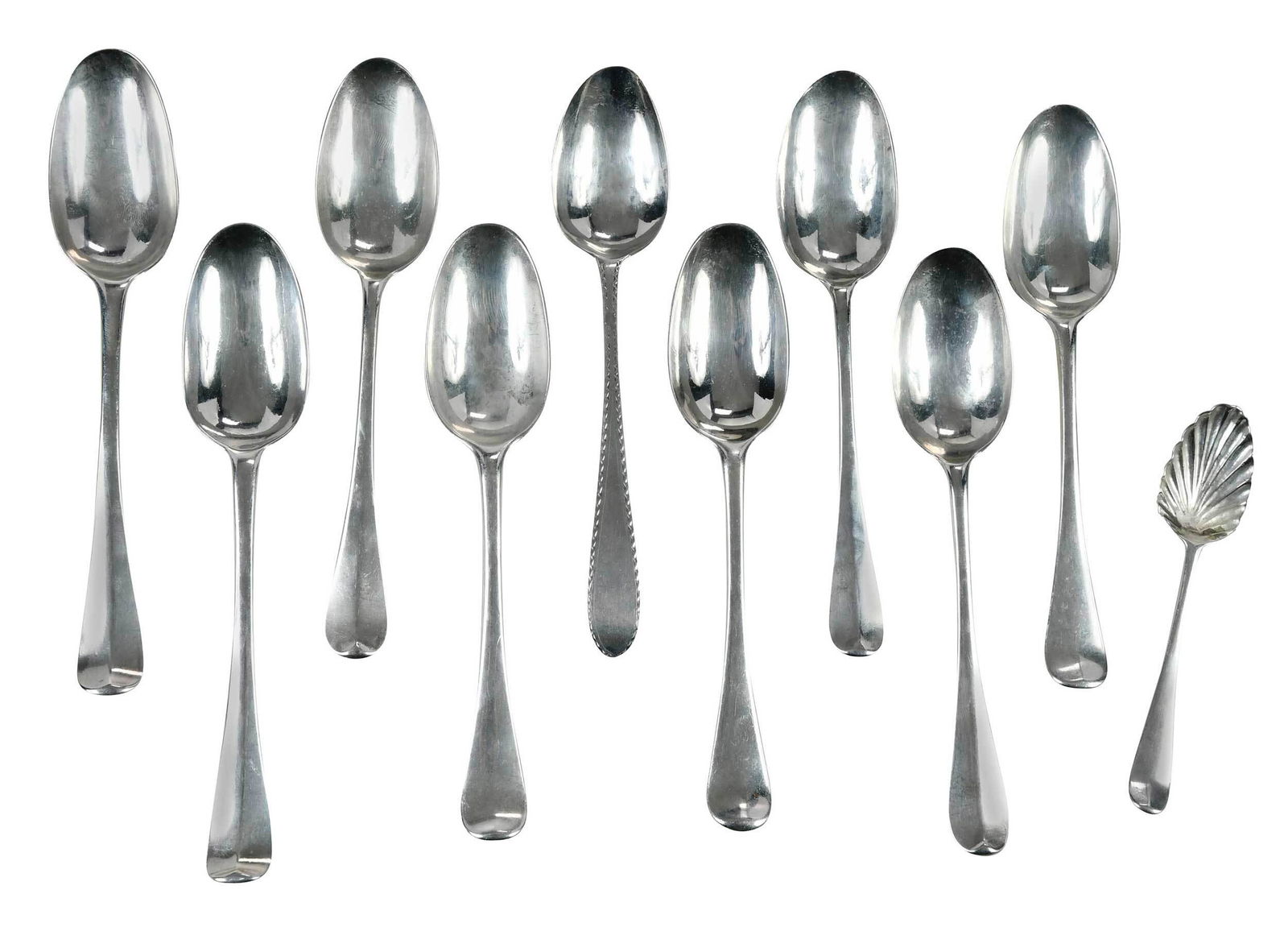Ten George II English Silver Spoons (1 of 3)