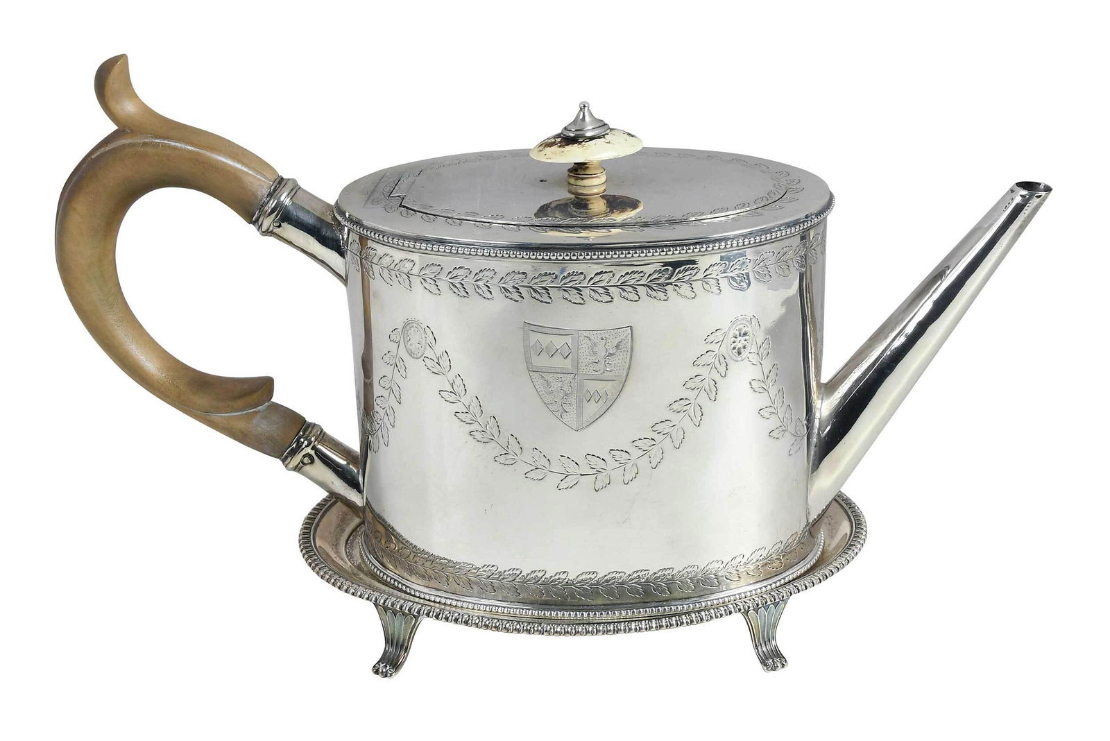 George III English Silver Tea Pot and Stand (1 of 13)