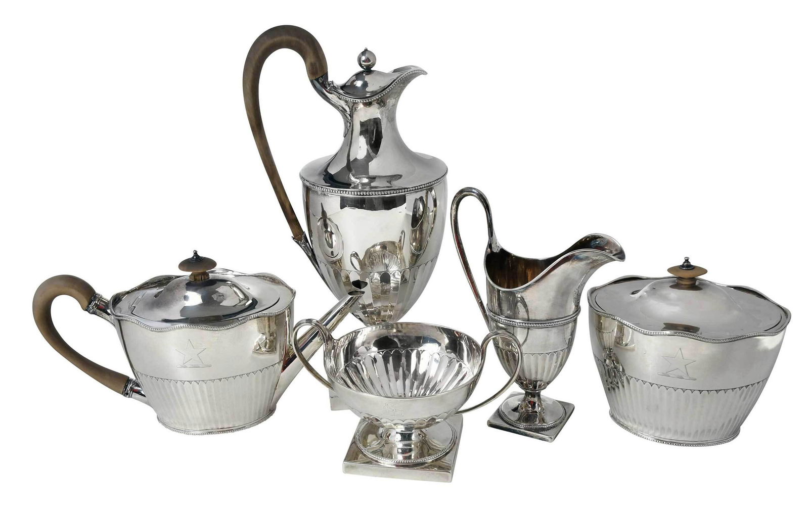 Five Piece George III English Silver Tea Service (1 of 16)