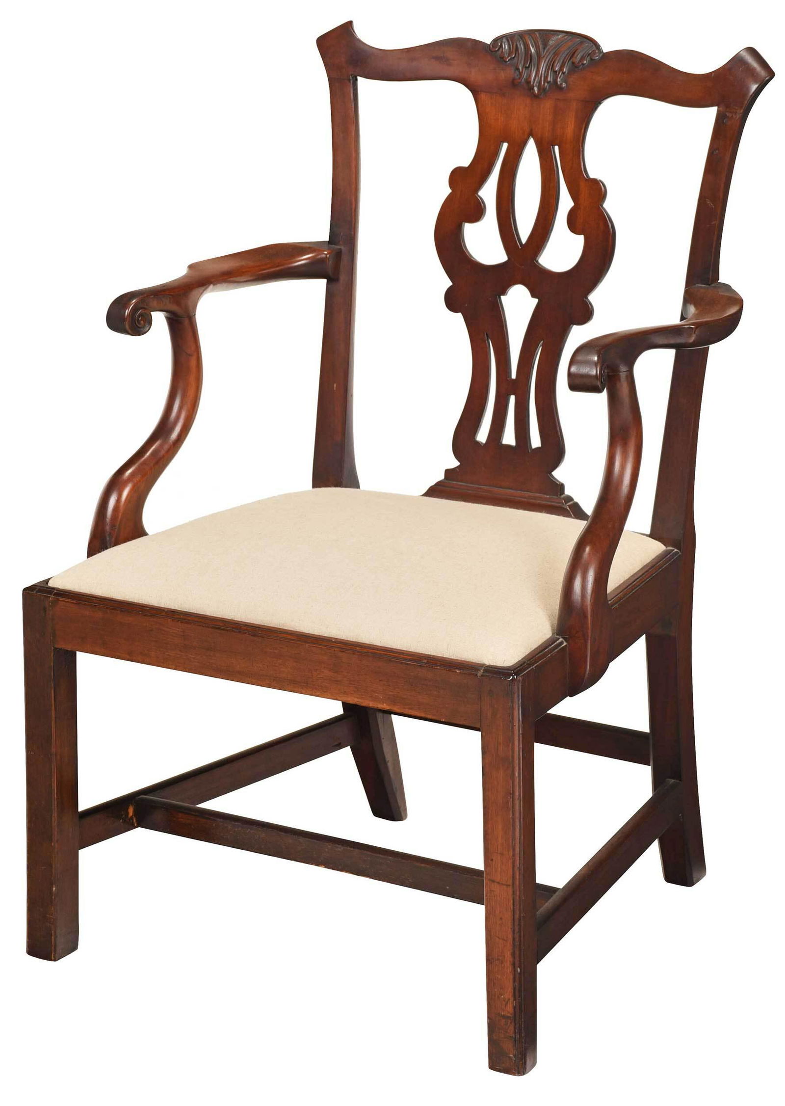 Chippendale Carved Mahogany Open Armchair (1 of 7)