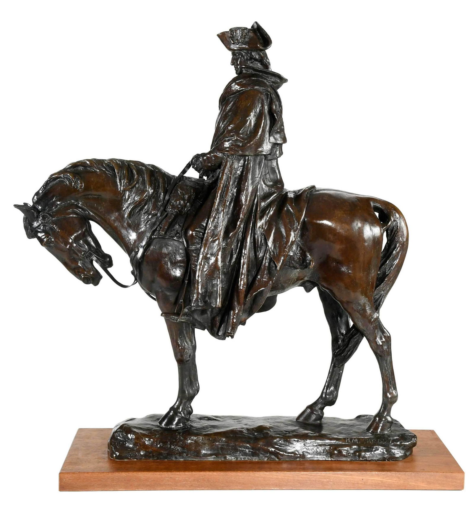 Henry Merwin Shrady: (New York, 1871-1922) George Washington at Valley Forge, lifetime cast circa 1906-1922, after the maquette, signed on top of base "H.M. Shrady", with foundry mark "Roman Bronze Works N-Y-", bronze, 25