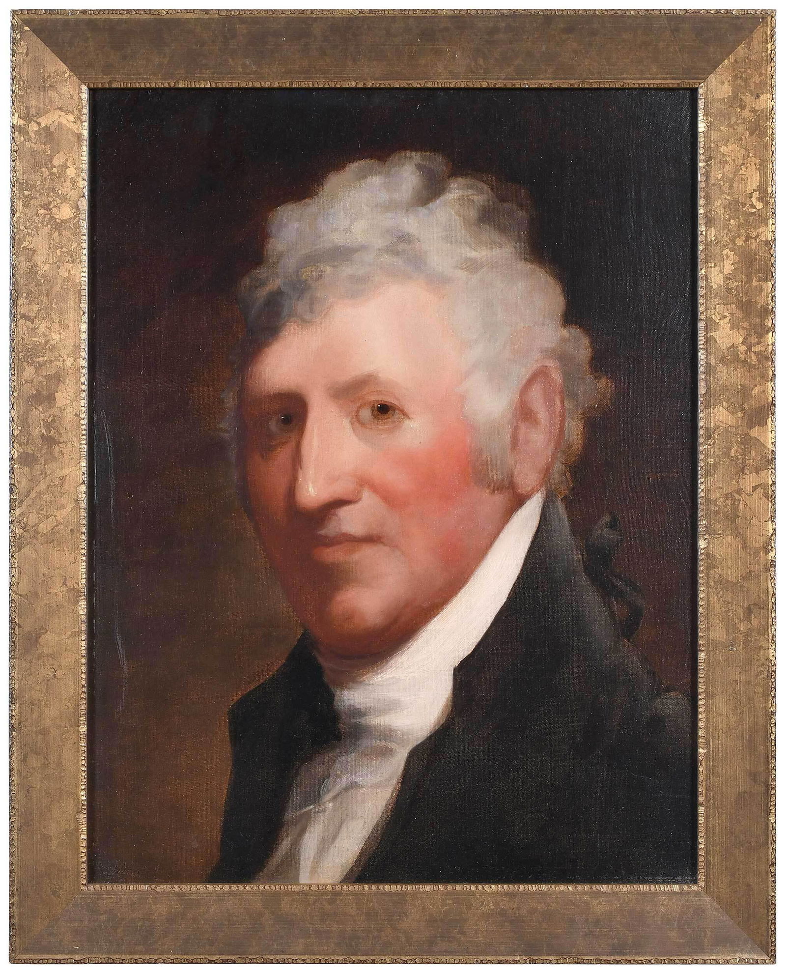 After GIlbert Stuart: (American, 1755-1828) Portrait of General David Humphreys, 19th century, unsigned, the original by Stuart painted after 1807, 18 x 14 in.; reproduction gilt wood frame, 20-7/8 x 17 in.