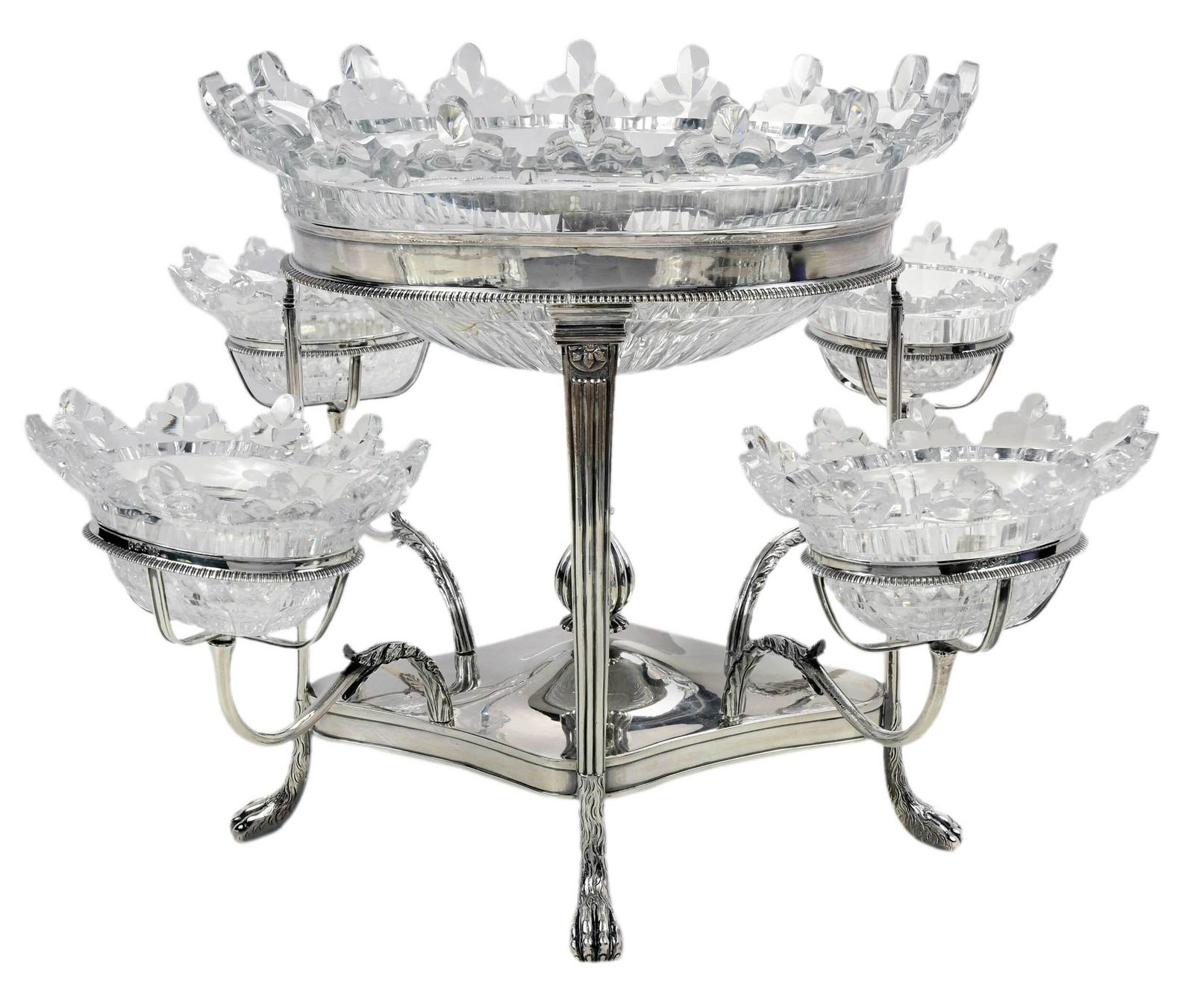 George III English Silver and Cut Glass Epergne (1 of 19)