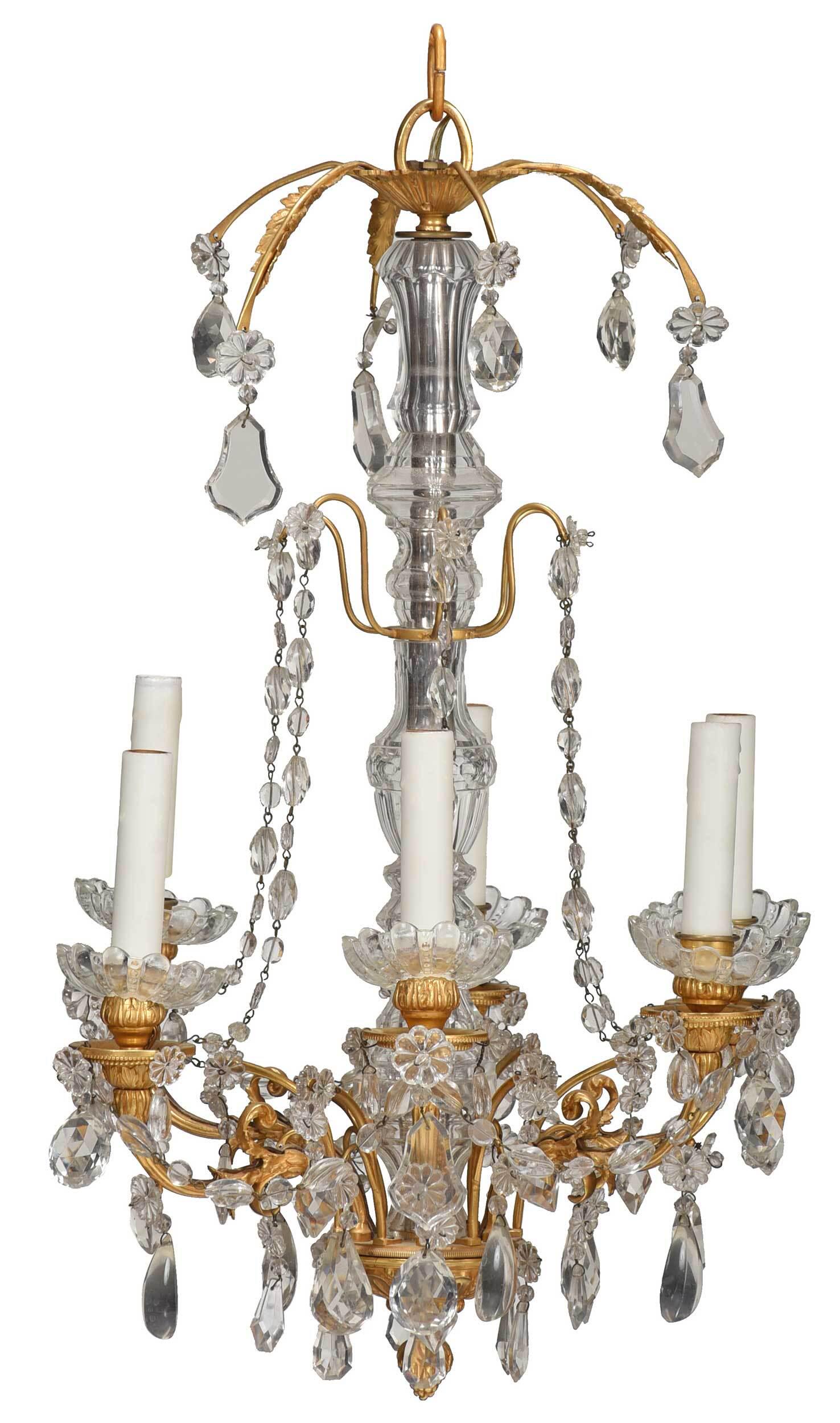 Fine Gilt Bronze/Crystal Chandelier, Possibly Baccarat (1 of 5)