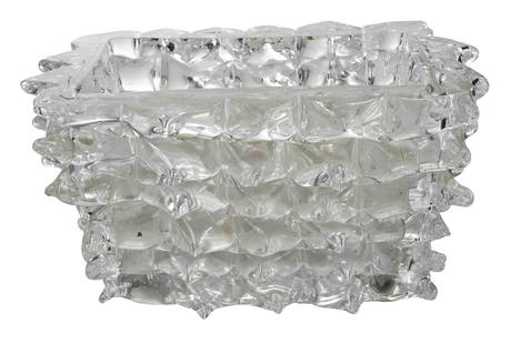 Barovier & Toso Murano Glass Vessel: Italian, circa 1940, of rectangular form, made using the rostrato technique, apparently unsigned, 6 x 11 in.Provenance: Estate of Fred R. and Beverly Kaye, Atlanta, Georgia