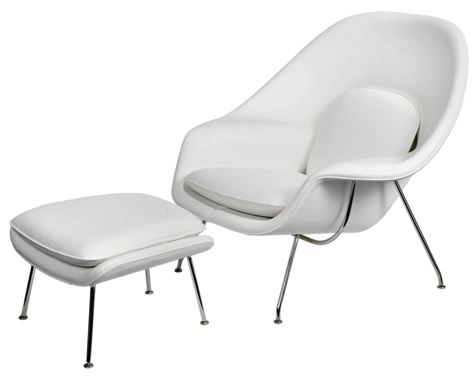 Eero Saarinen for Knoll Leather Womb Chair and Ottoman (1 of 8)