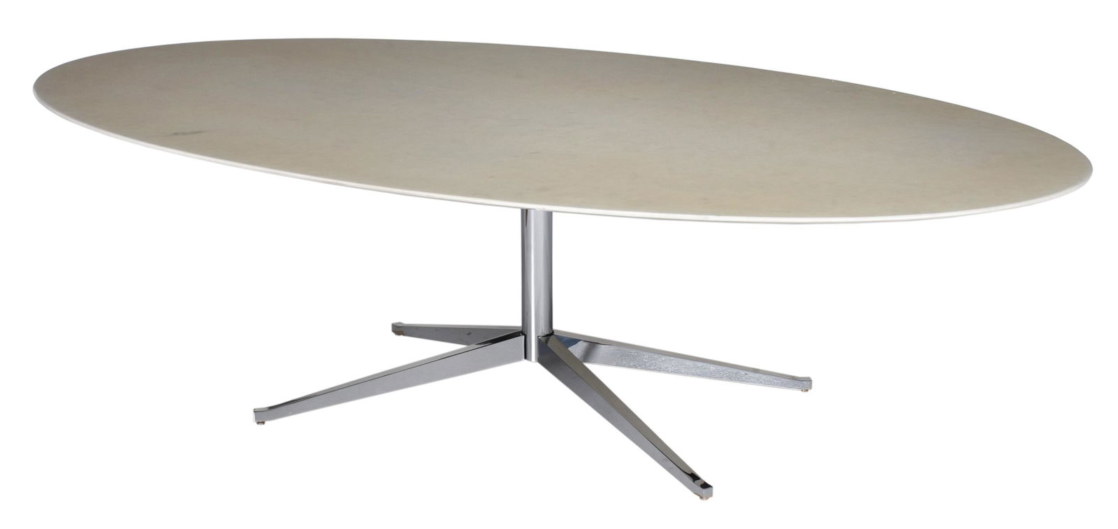 Florence Knoll White Marble and Chromed Dining Table (1 of 9)