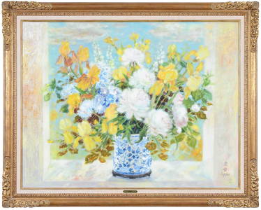 Large Le Pho Floral Still Life Painting