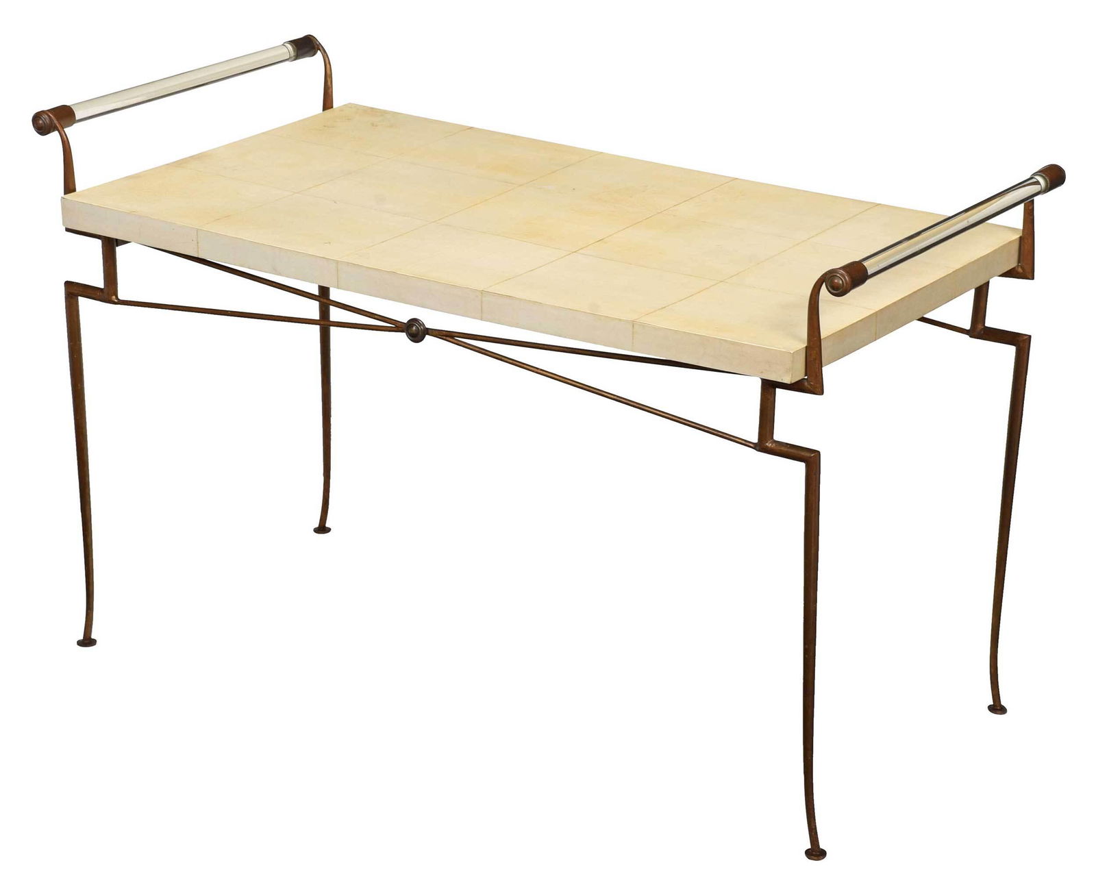French Mid Century Brass and Vellum Coffee Table (1 of 5)