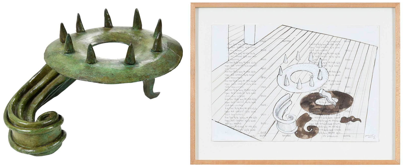 Two Edward Allington Works of Art, Bronze, Drawing (1 of 14)