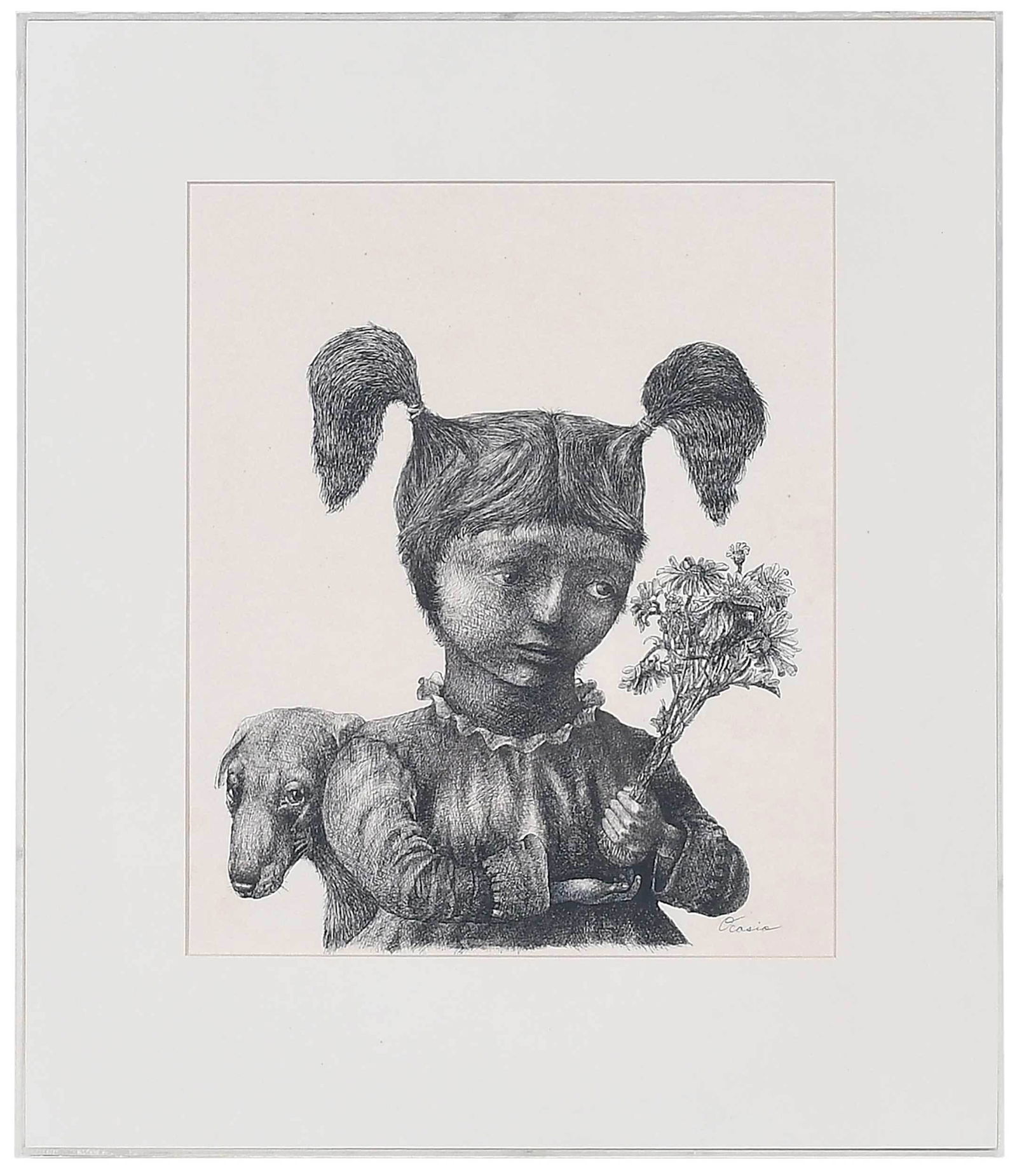 Surrealist Drawing of a Girl With Dog (1 of 7)