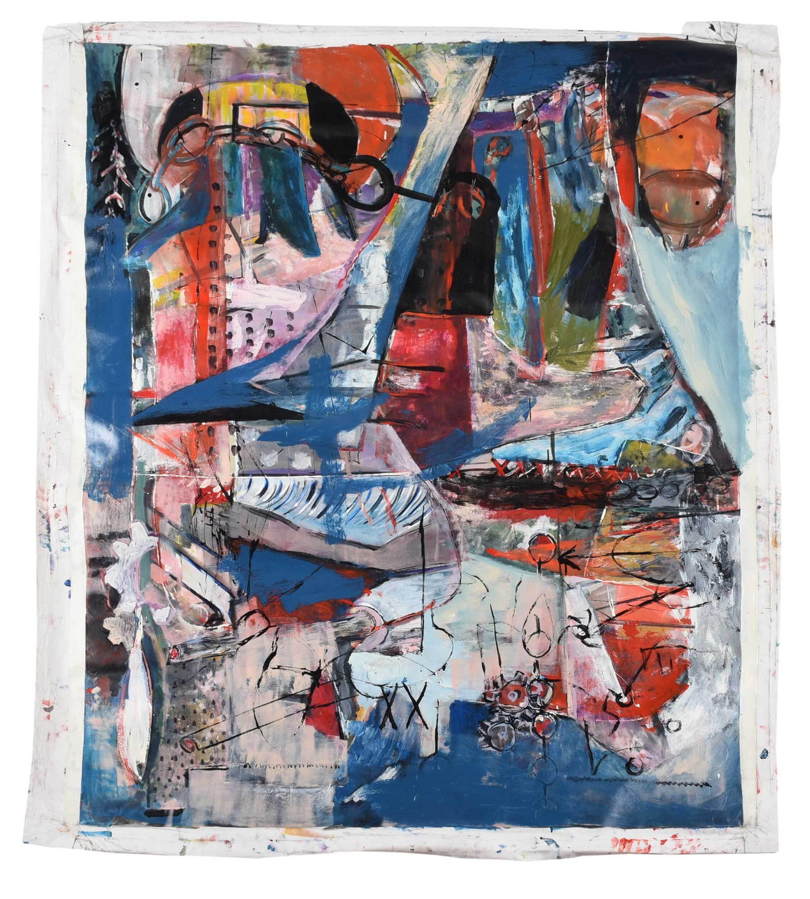 Silfredo La O Vigo Abstract Painting: (California/Cuban, born 1974) Untitled, with chain motif, unsigned, acrylic on unstretched canvas, with tacking edges, 89 x 71-7/8 in.; unframed Provenance: Property from The Estate of Peter Rosenwald