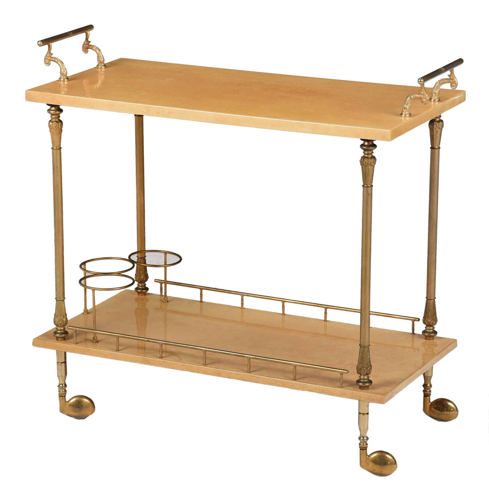 Aldo Tura Lacquered Goatskin Bar Cart (1 of 5)