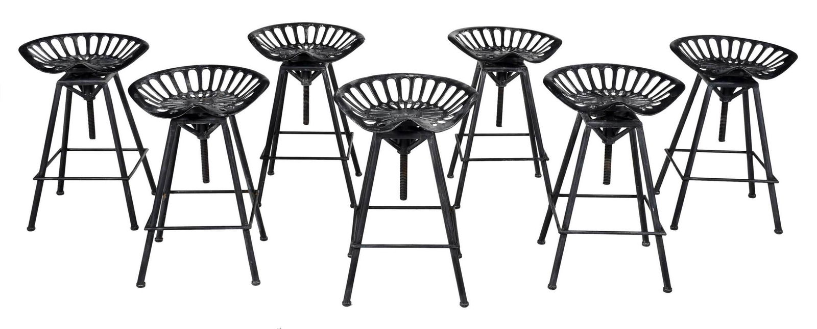 Set Seven Modern Black Painted Tractor Seat Barstools (1 of 4)
