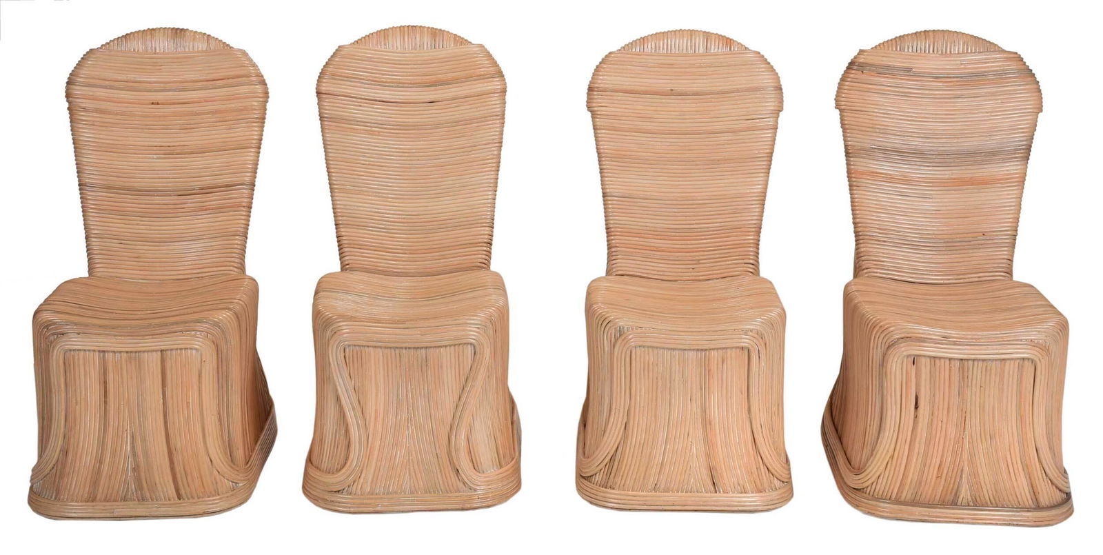 Set of Four Pencil Reed Rattan Dining Chairs (1 of 5)