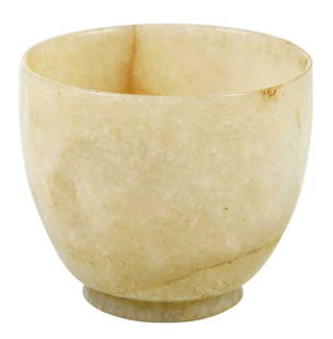 Chinese Hardstone Cup: mottled white with brown inclusions, plain with slightly spreading ring foot, accession number reads "63.30.3a", 2-1/2 x 2-7/8 in.Provenance: Charles M. Blackmon Collection, South Carolina; Property