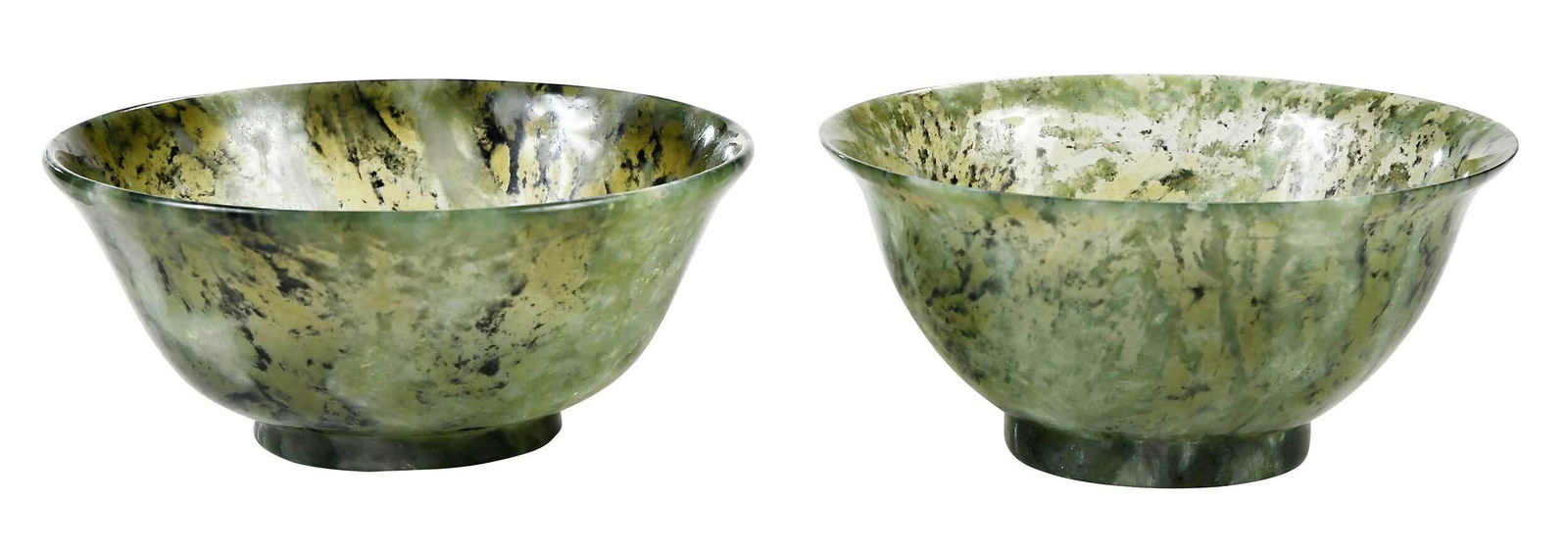 Pair of Chinese Spinach Jade Bowls (1 of 9)