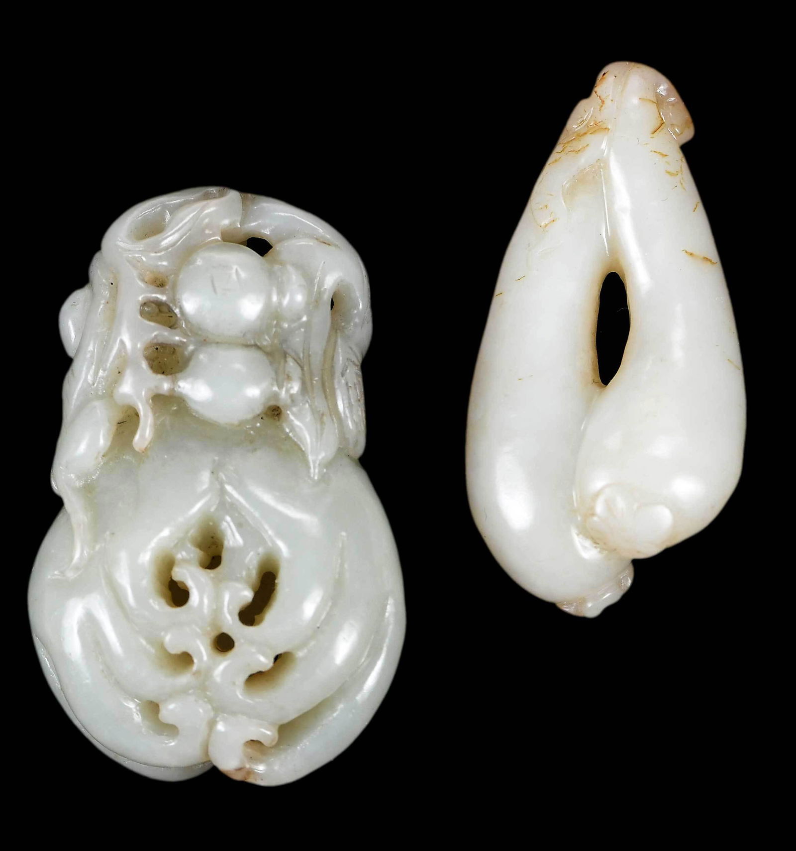 Two Chinese Carved Jade or Hardstone Plant Toggles (1 of 7)