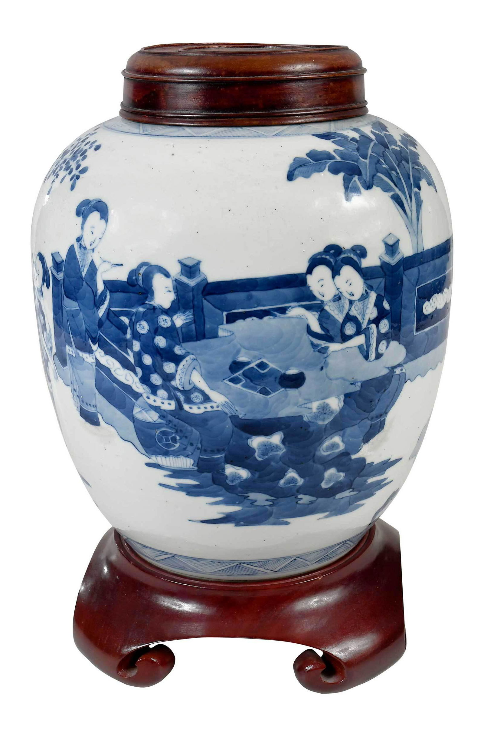 Chinese Blue and White Porcelain Jar with Wood Lid (1 of 20)