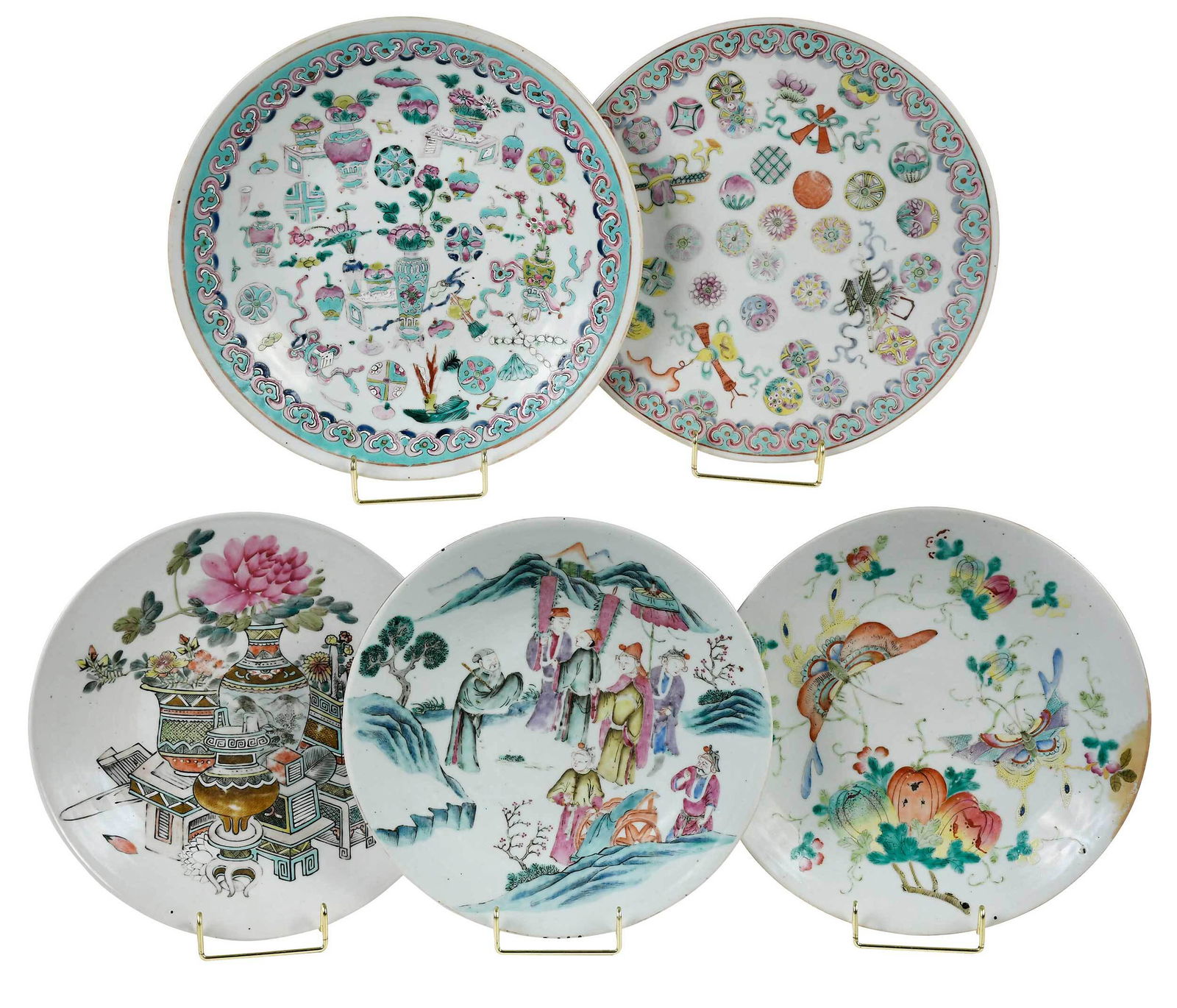 Five Chinese Enamel Decorated Porcelain Plates (1 of 15)