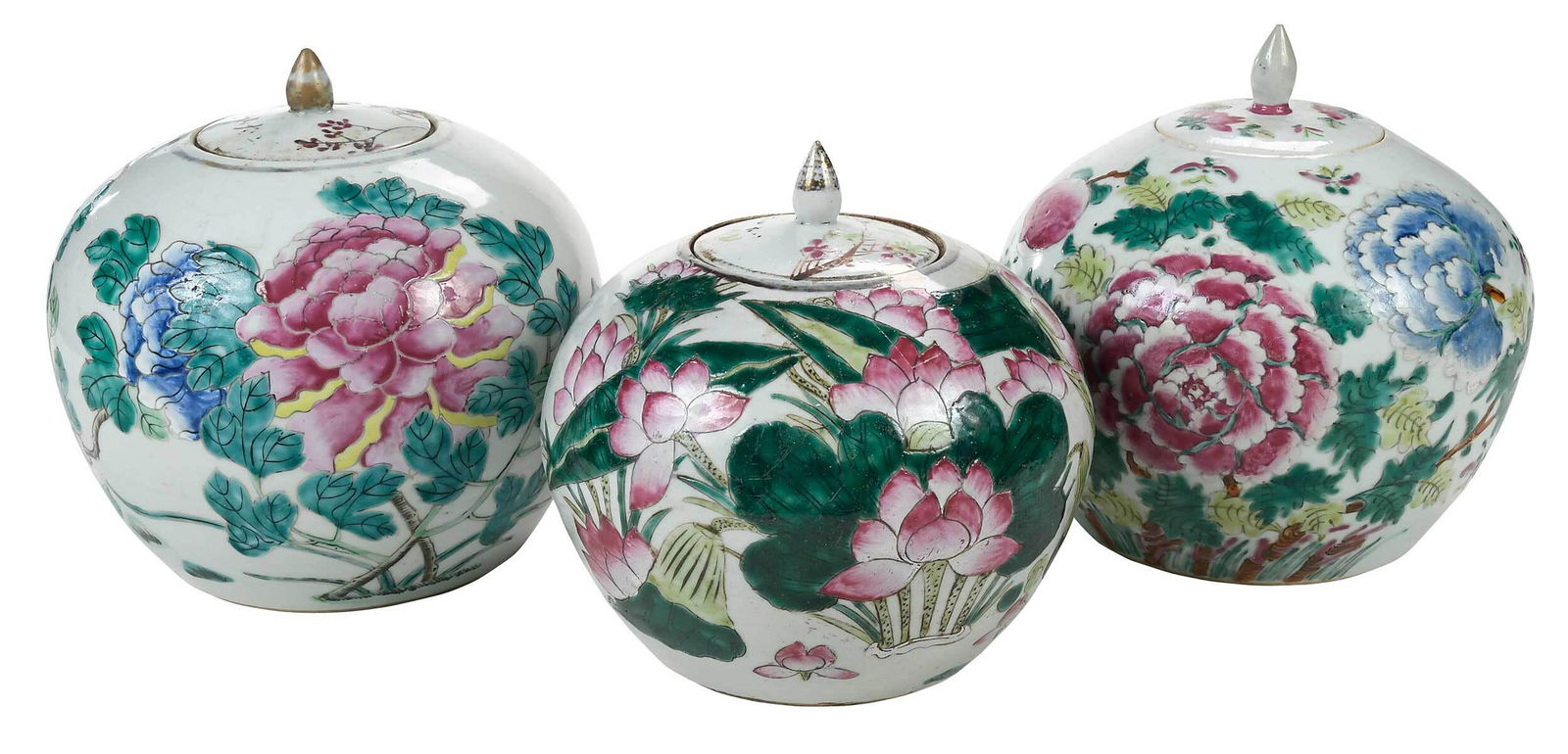 Three Chinese Famille Rose Lidded Jars (1 of 20)