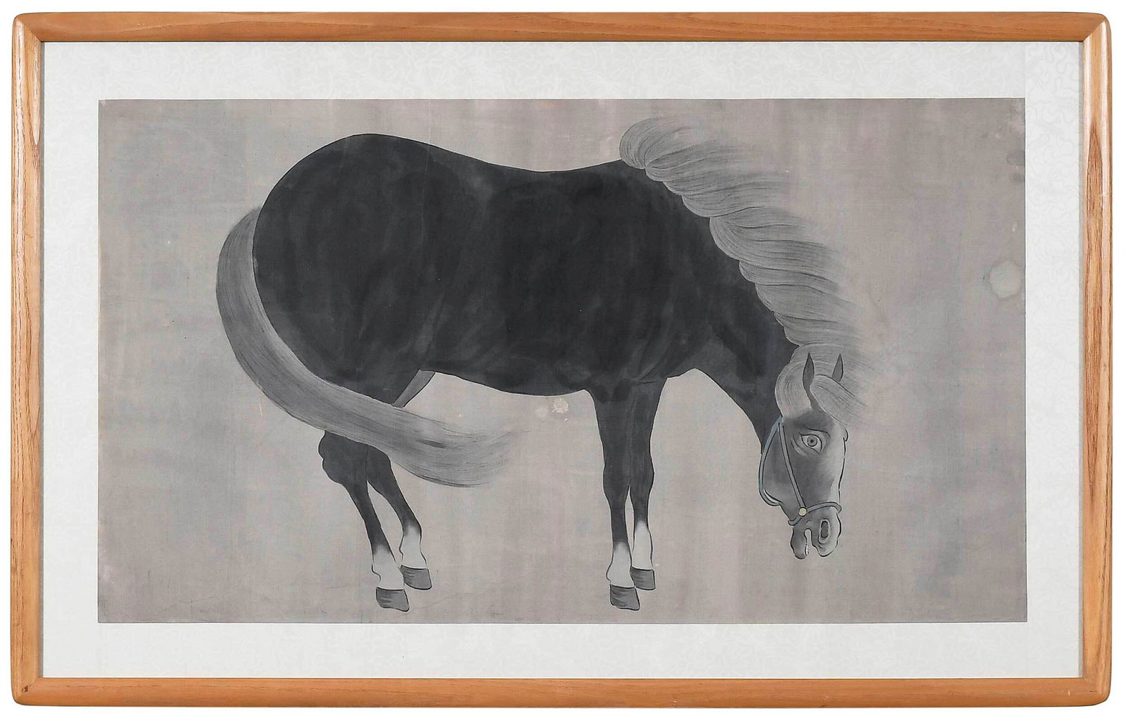 Framed Chinese Ink on Silk Horse Painting (1 of 4)