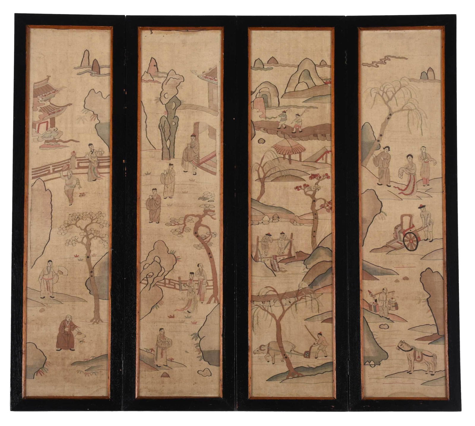 Chinese Four Panel Framed Kesi Folding Screen (1 of 4)