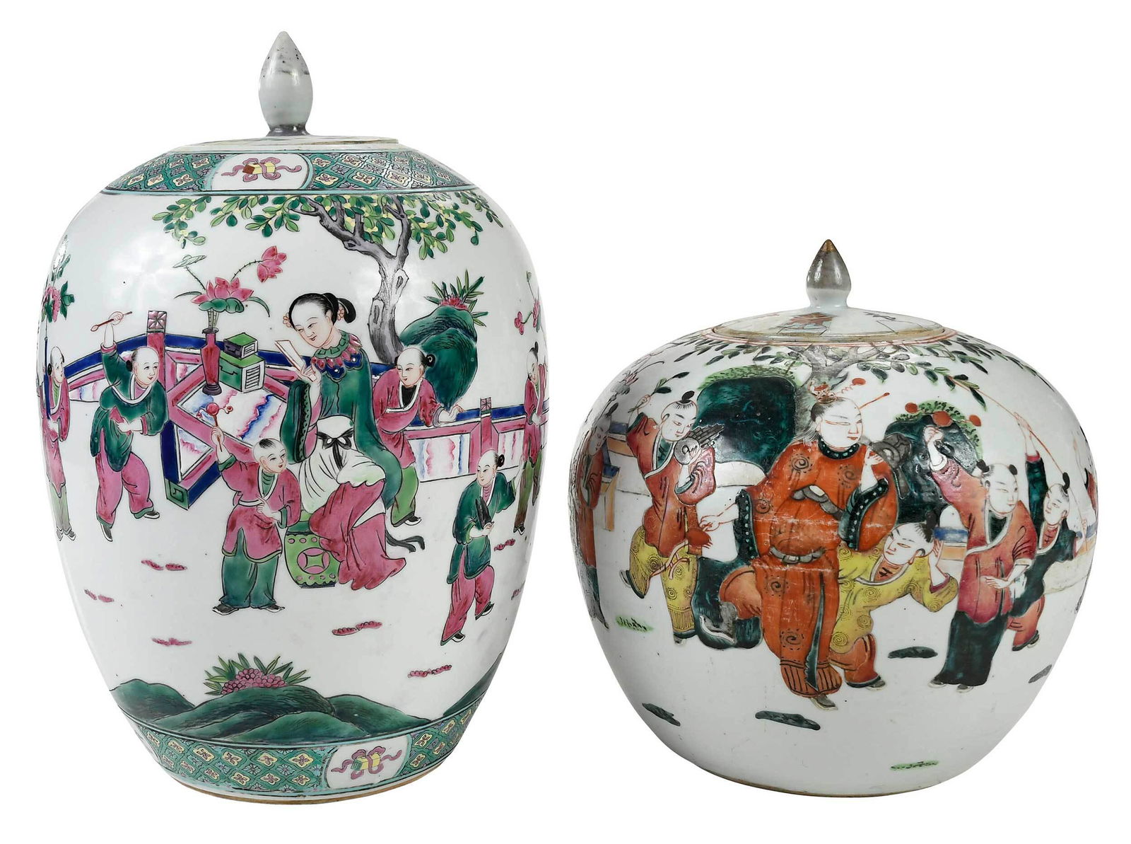 Two Chinese Enameled Porcelain Lidded Jars (1 of 16)